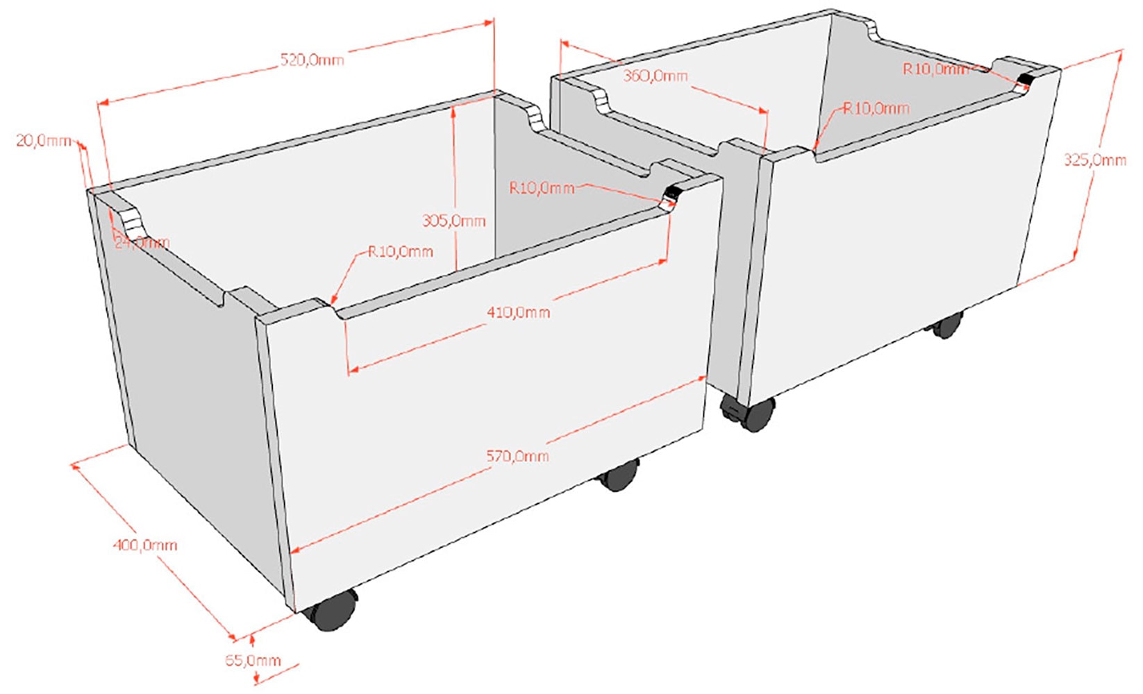Vipack Massivholzbett »Forrest Made in Europe, stabil und hochwertig gebaut, mit 2 Rollboxen« 90/200 cm, mit Rollrost und Leiter, seitenverkehrt montierbar,  inkl. umlaufenden Absturzschutz in Sprossenoptik, Buche weiß lackiert