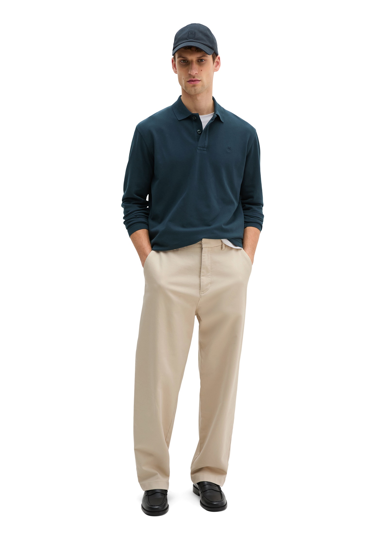 Marc O'Polo Langarm-Poloshirt Piqué regular fit aus Bio-Baumwolle mit Elasthan