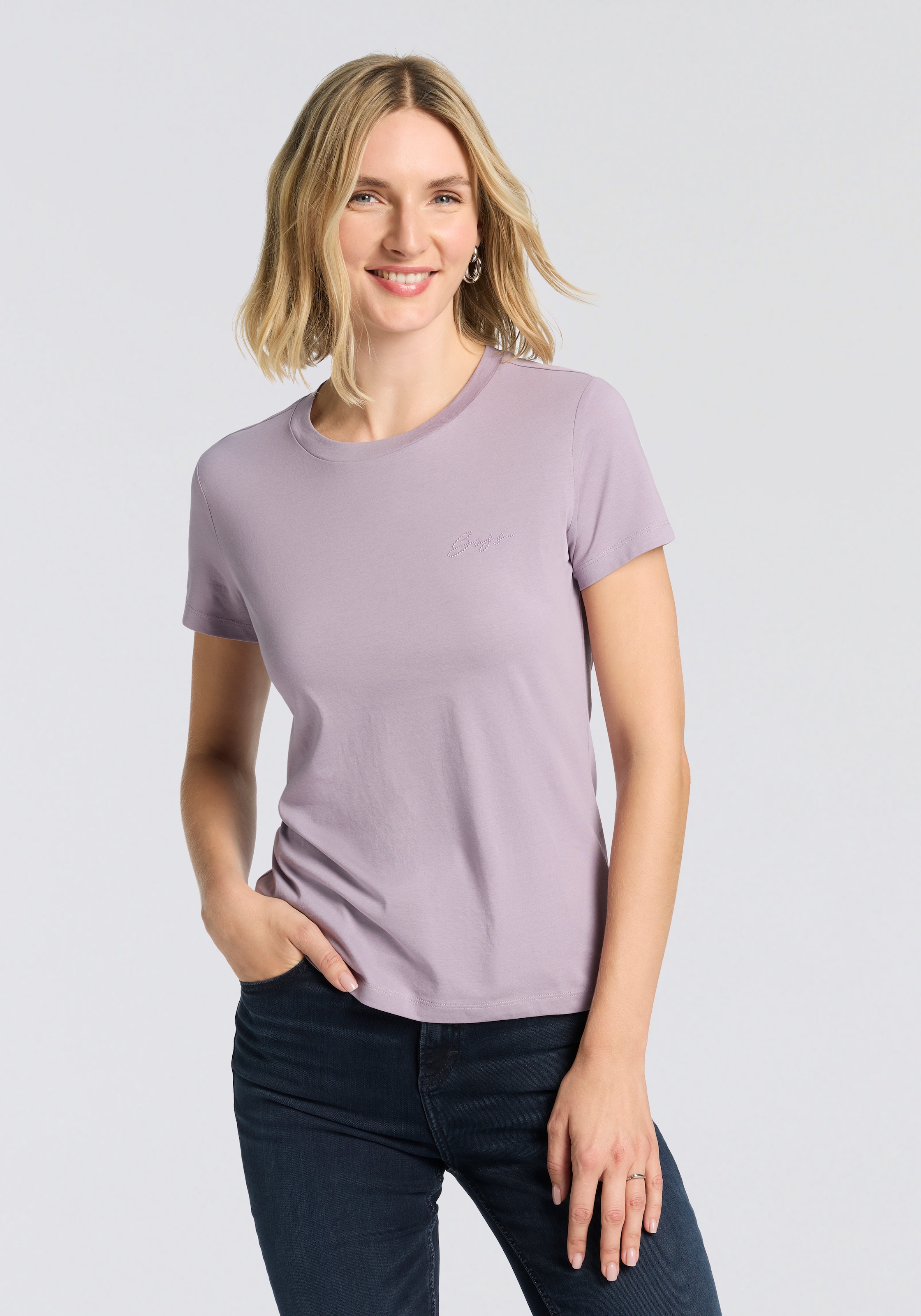 BOSS ORANGE T-Shirt »Esogo Premium Damenmode« mit Rundhals, Strassapplikation