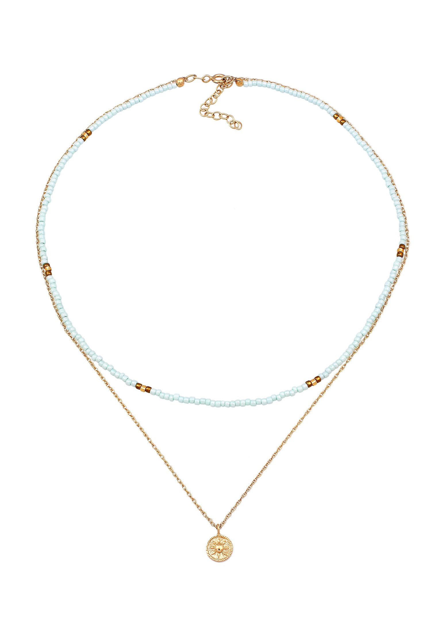 Elli Silberkette »Halskette Choker Layer Beads Pastell Sonne 925 Silber«