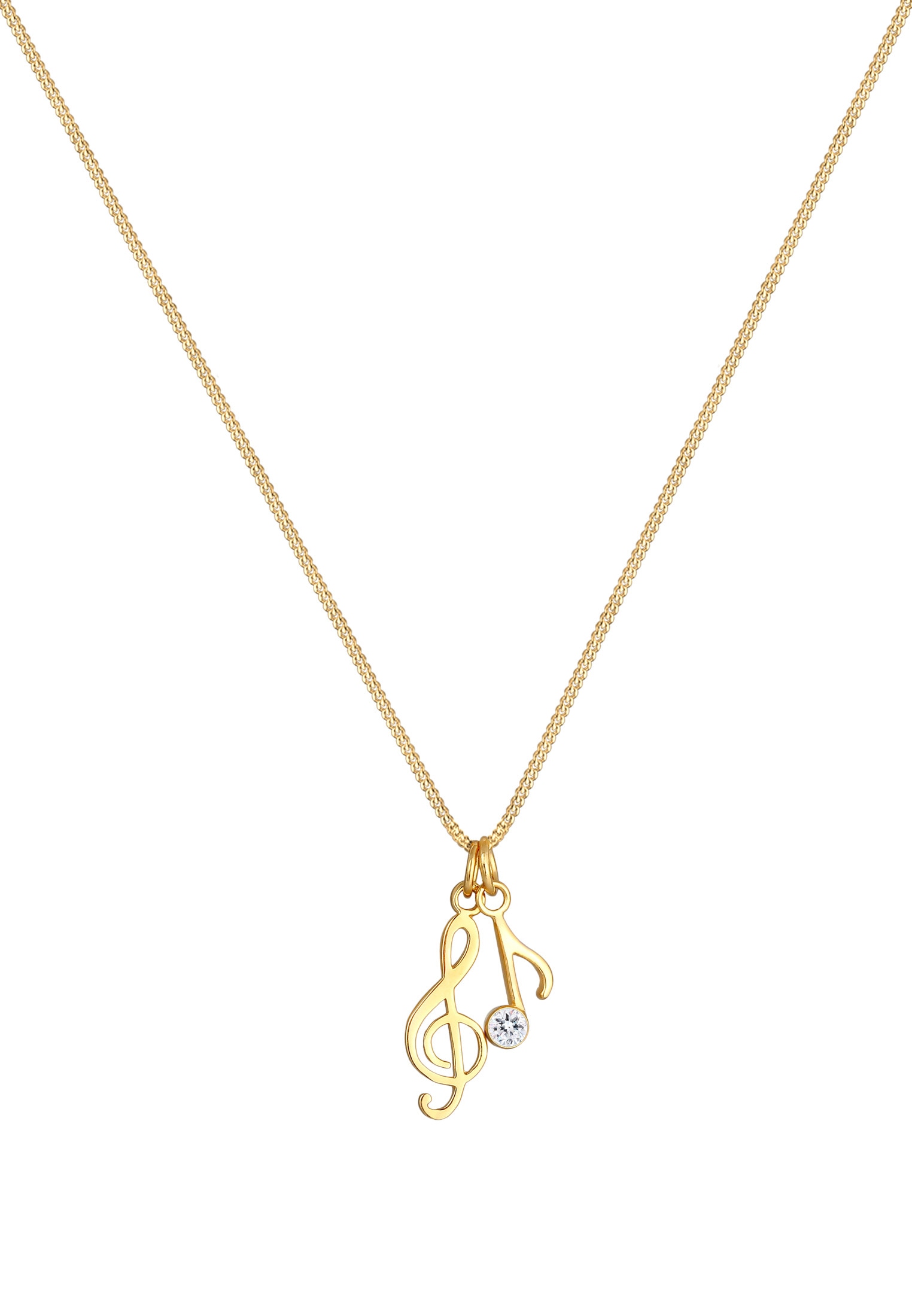 Elli Silberkette »Halskette Notenschlüssel Note Weiß 925 Sterling Silber, mit Kristallen von Swarovski®«