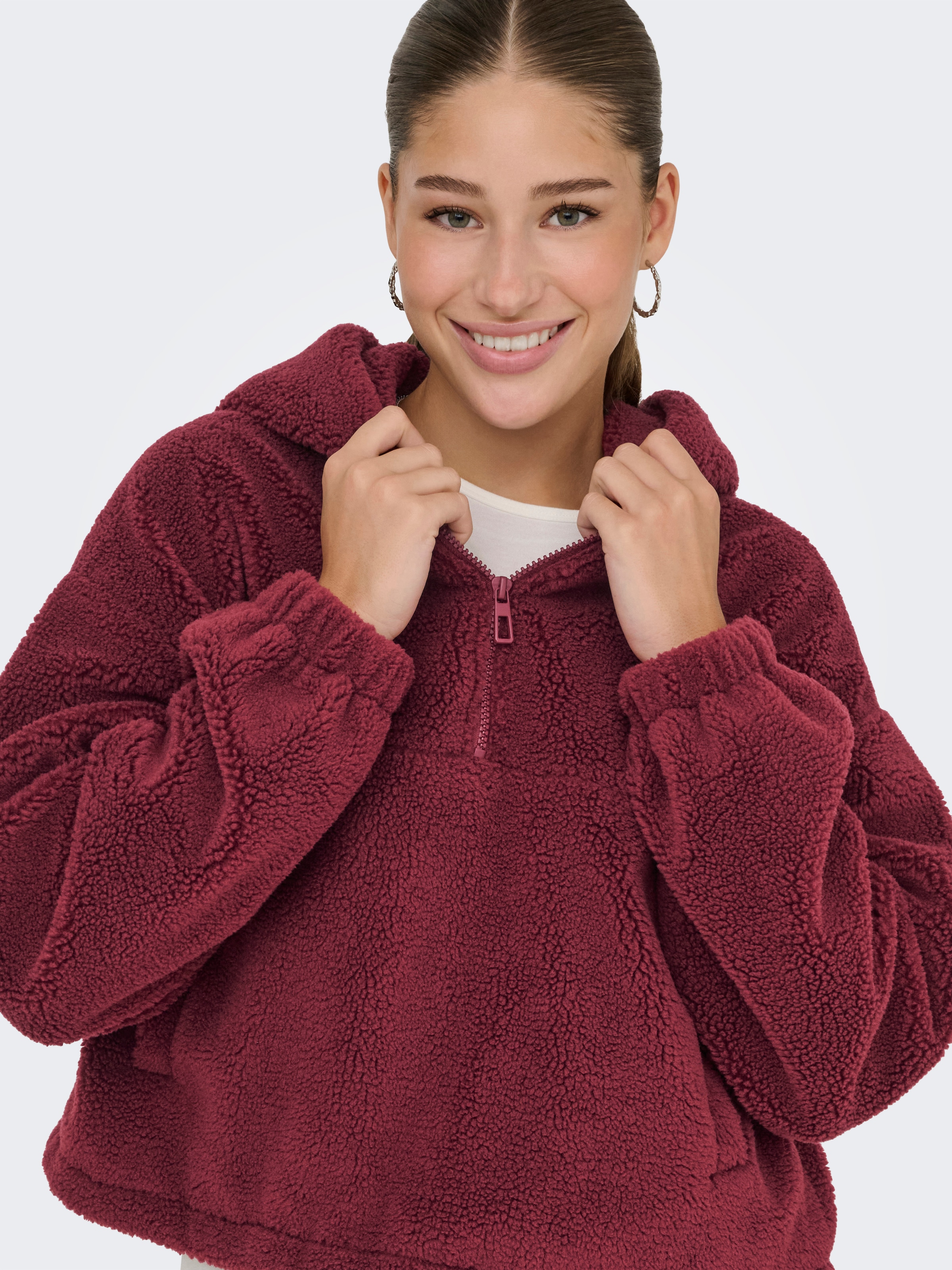 ONLY Fleecejacke »ONLSIENA TEDDY ANORAK LIFE CC OTW«, mit Kapuze