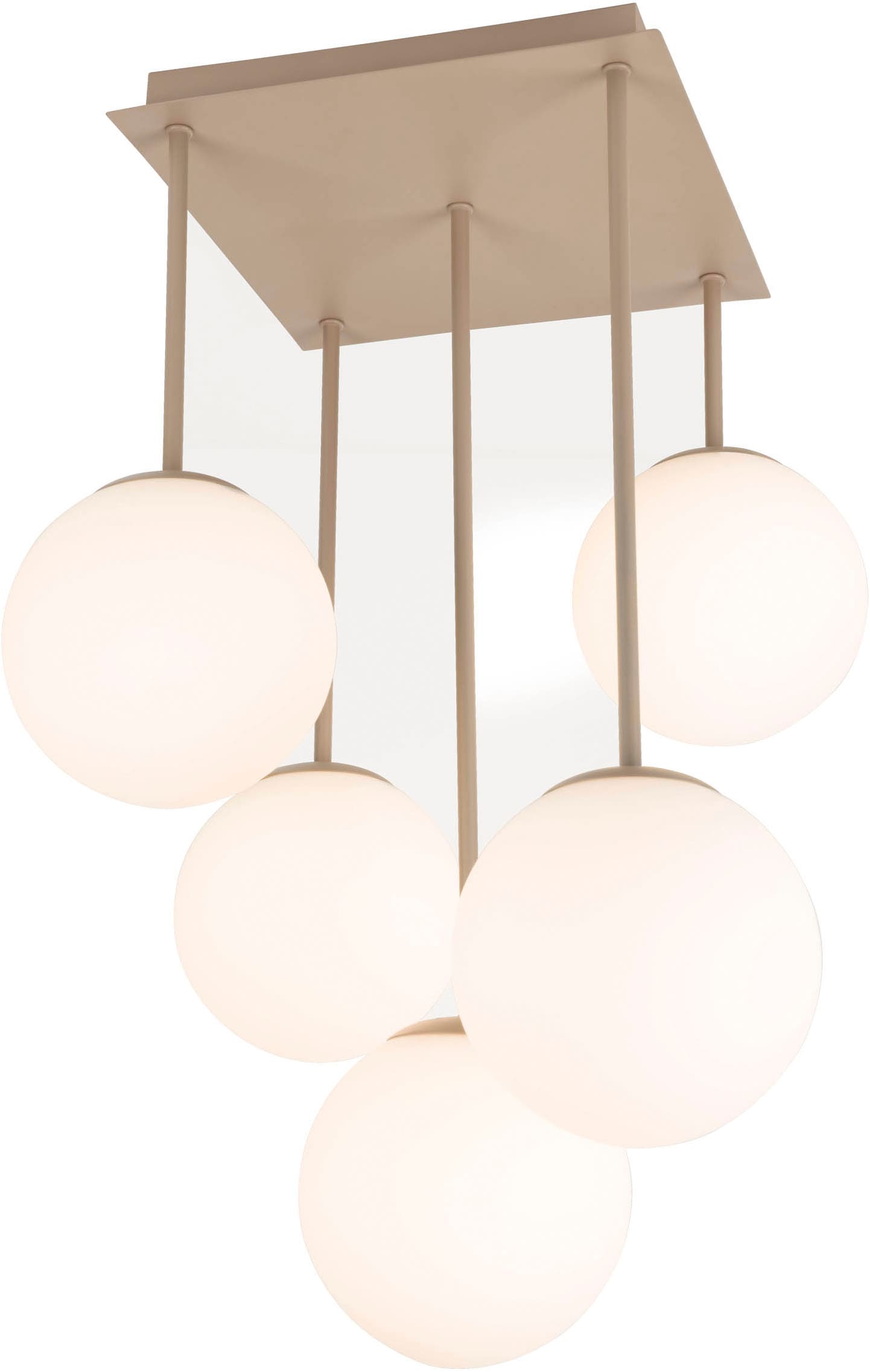 OTTO home Deckenleuchte »Nellin« E14 1 Stk. 5 Glaskugeln mit je 1x E14 exkl., quadratisch, beige matt