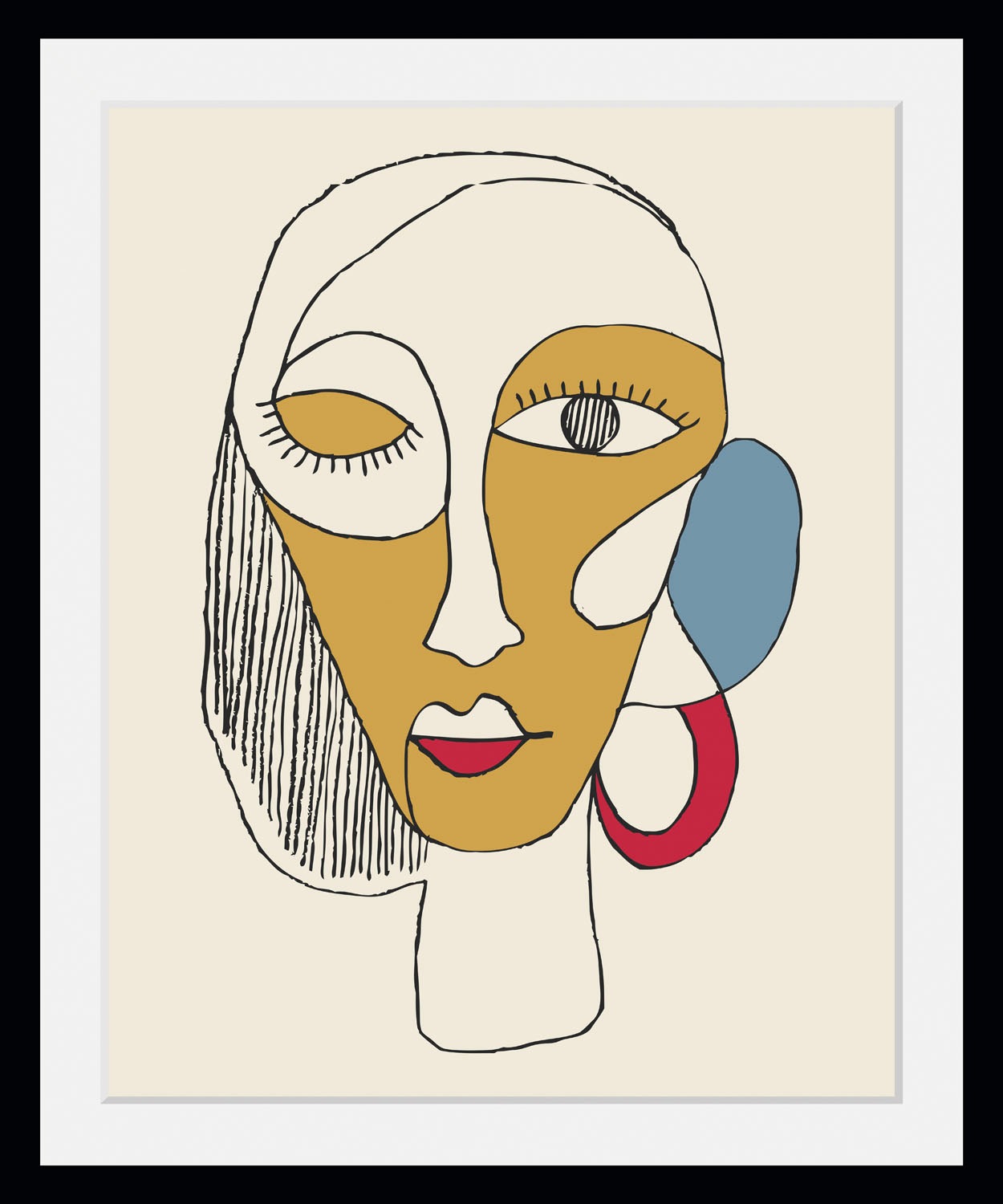 queence Bild »Santana«, Abstrakt-Kunst-Figuren-Gesicht, (1 St.), HD Premium Poster-Druck inkl. Holzrahmen