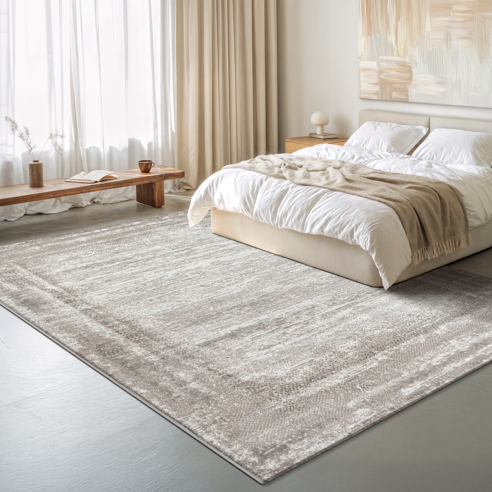 Sanat Teppich »Harmony 3215 , auch als Läufer« rechteckig 12 mm Höhe Wohnzimmer, Kurzflor, modern, Bordüre, Schlafzimmer