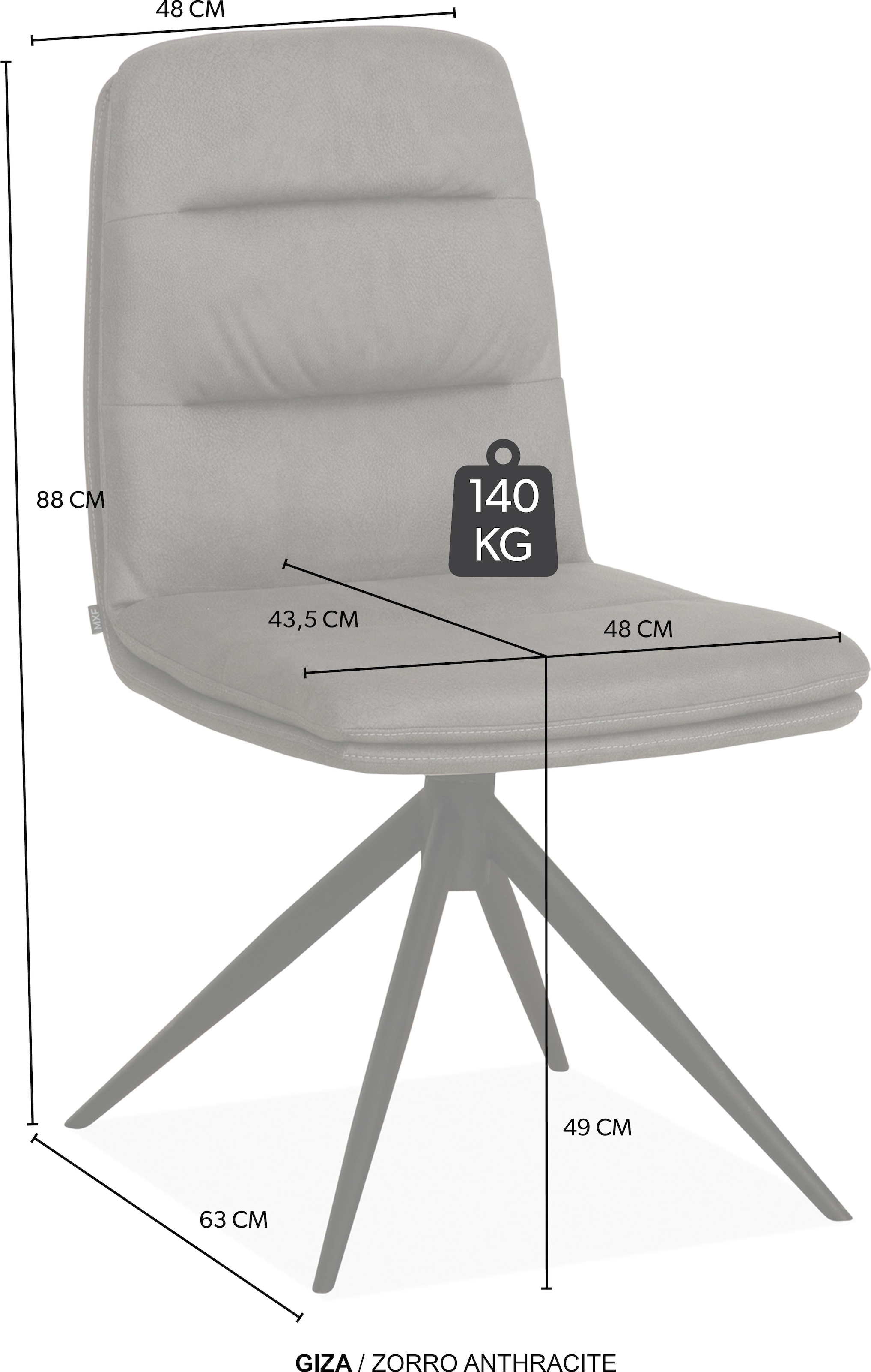 OMG Design Esszimmerstuhl »Giza« (Set) 1 Stk.Drehstuhl mit auto-return, pflegeleichter Bezug