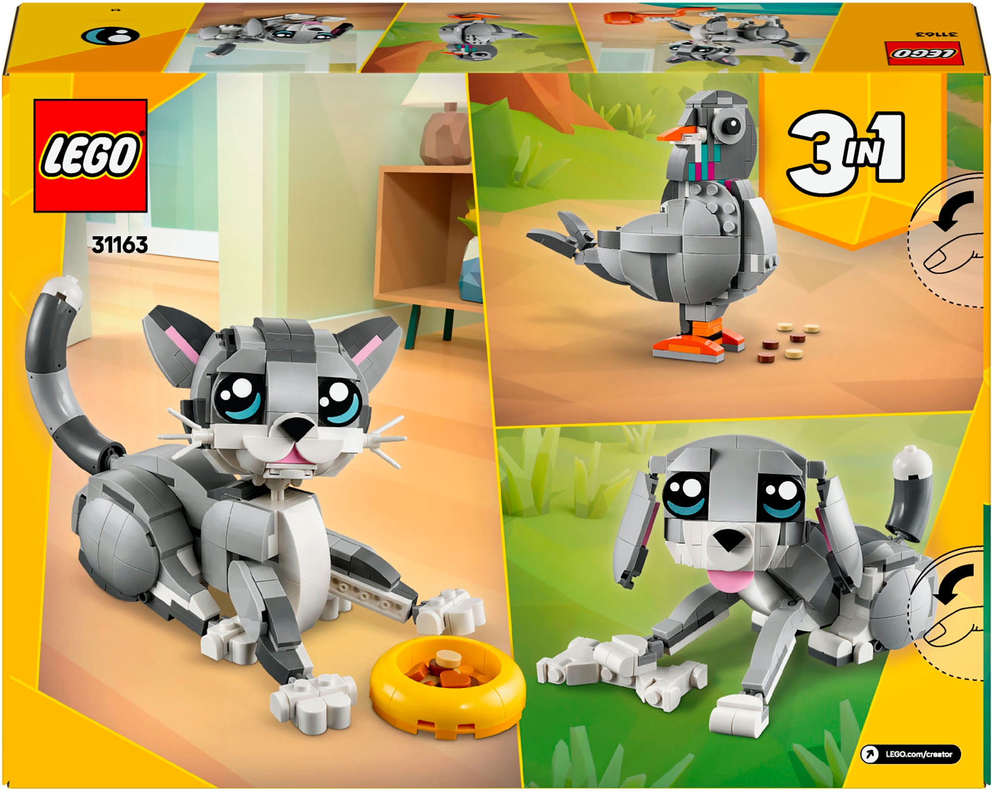 LEGO® Konstruktionsspielsteine »Graue Katze (31163), LEGO Creator«, (407 St.), Made in Europe