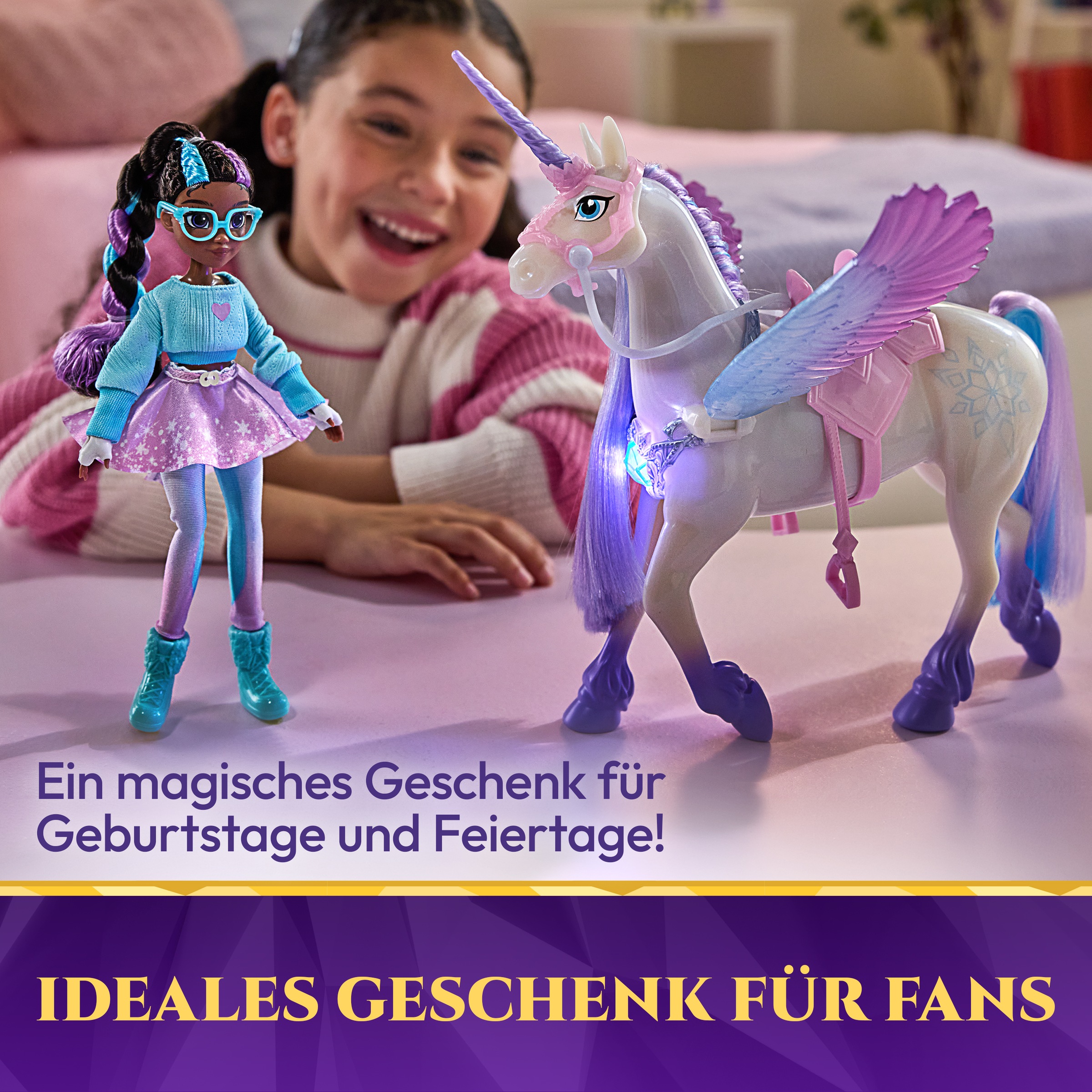 Spin Master Anziehpuppe »Unicorn Academy - Edelsteinmagie Layla & Interaktives Einhorn Glacier« mit Licht und Sound