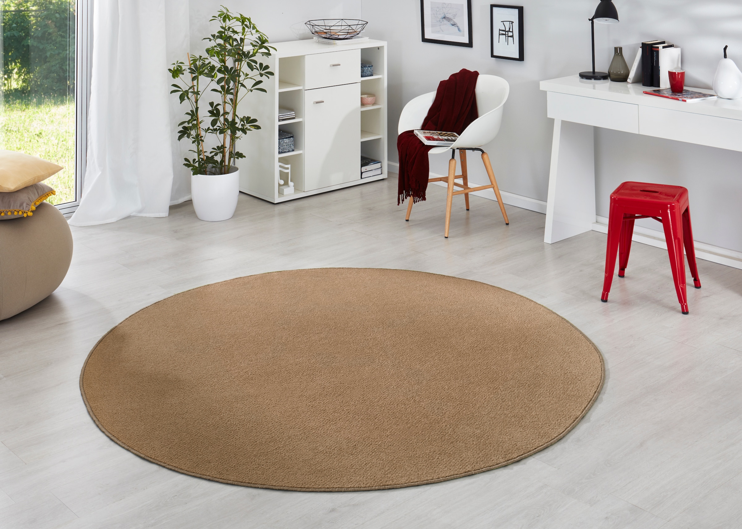 HANSE Home Teppich »Fancy«, rund, 7 mm Höhe, Kurzflor, Weich, Einfarbig, Wohnzimmer, Schlafzimmer, Esszimmer