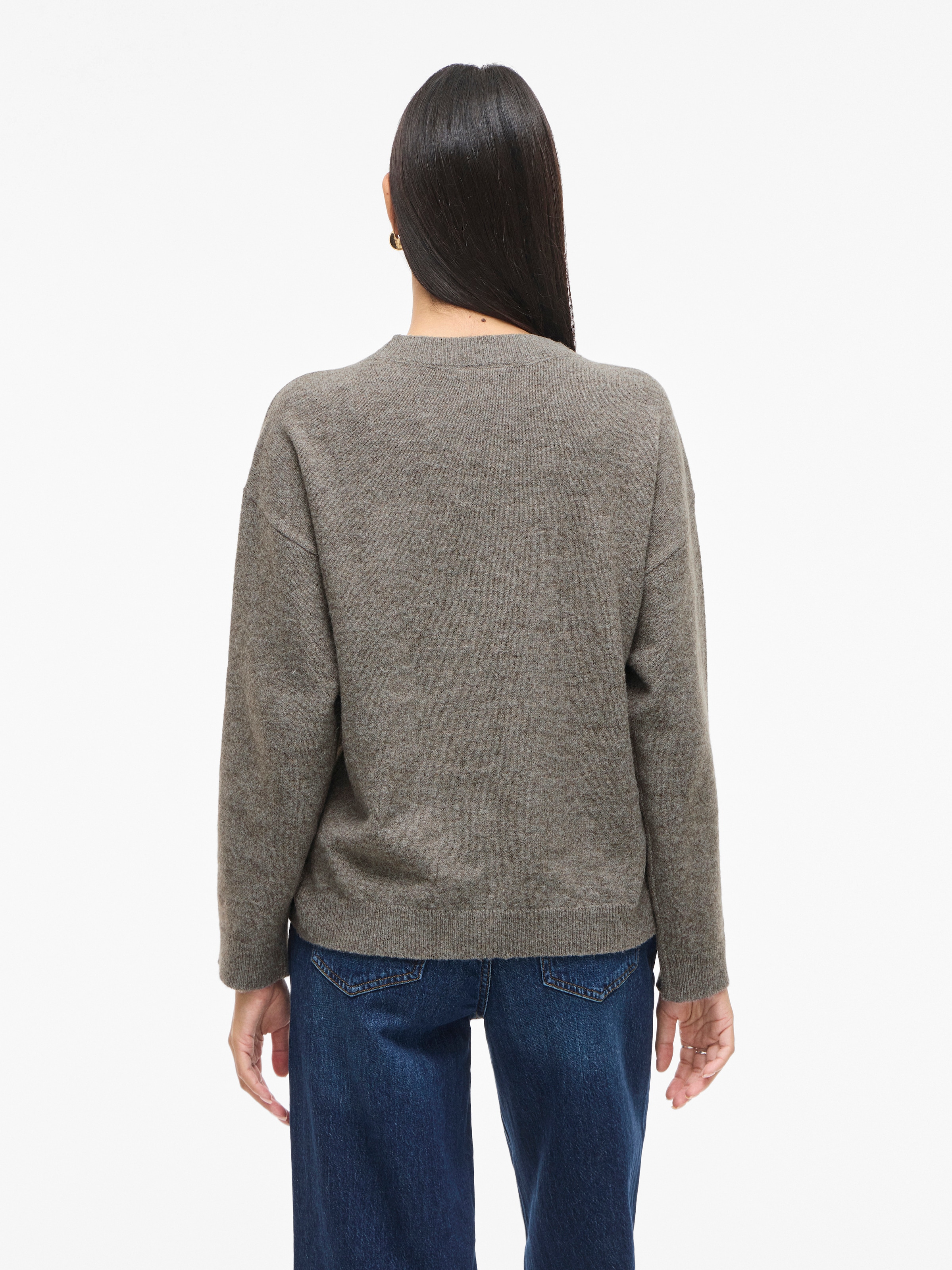 Vila Strickpullover »VILIGA L/S O-NECK KNIT TOP - NOOS« Materialmix, relaxed fit