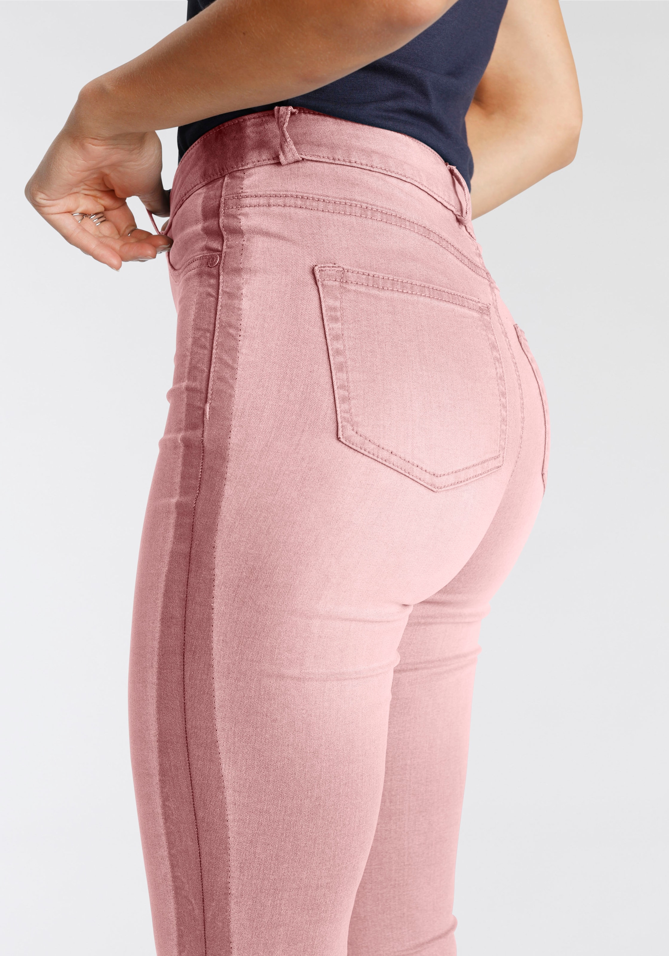 Arizona Skinny-fit-Jeans »Ultra Waist High seitlichem OTTO bei Streifen mit Stretch«