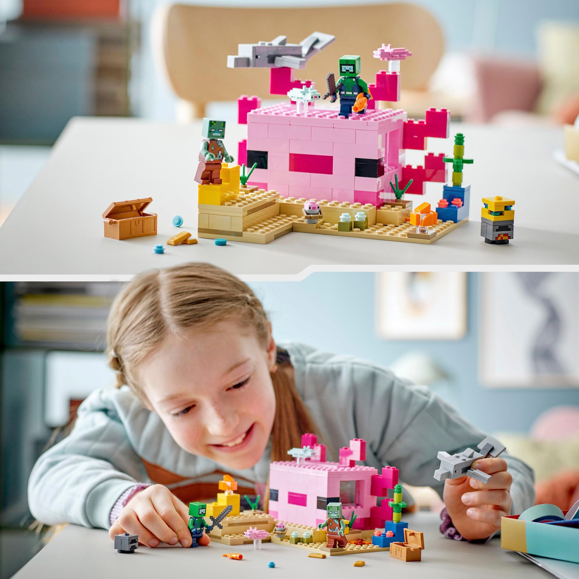 LEGO® Konstruktionsspielsteine »Das Axolotl-Haus (21247), LEGO® Minecraft«, (242 St.), Made in Europe