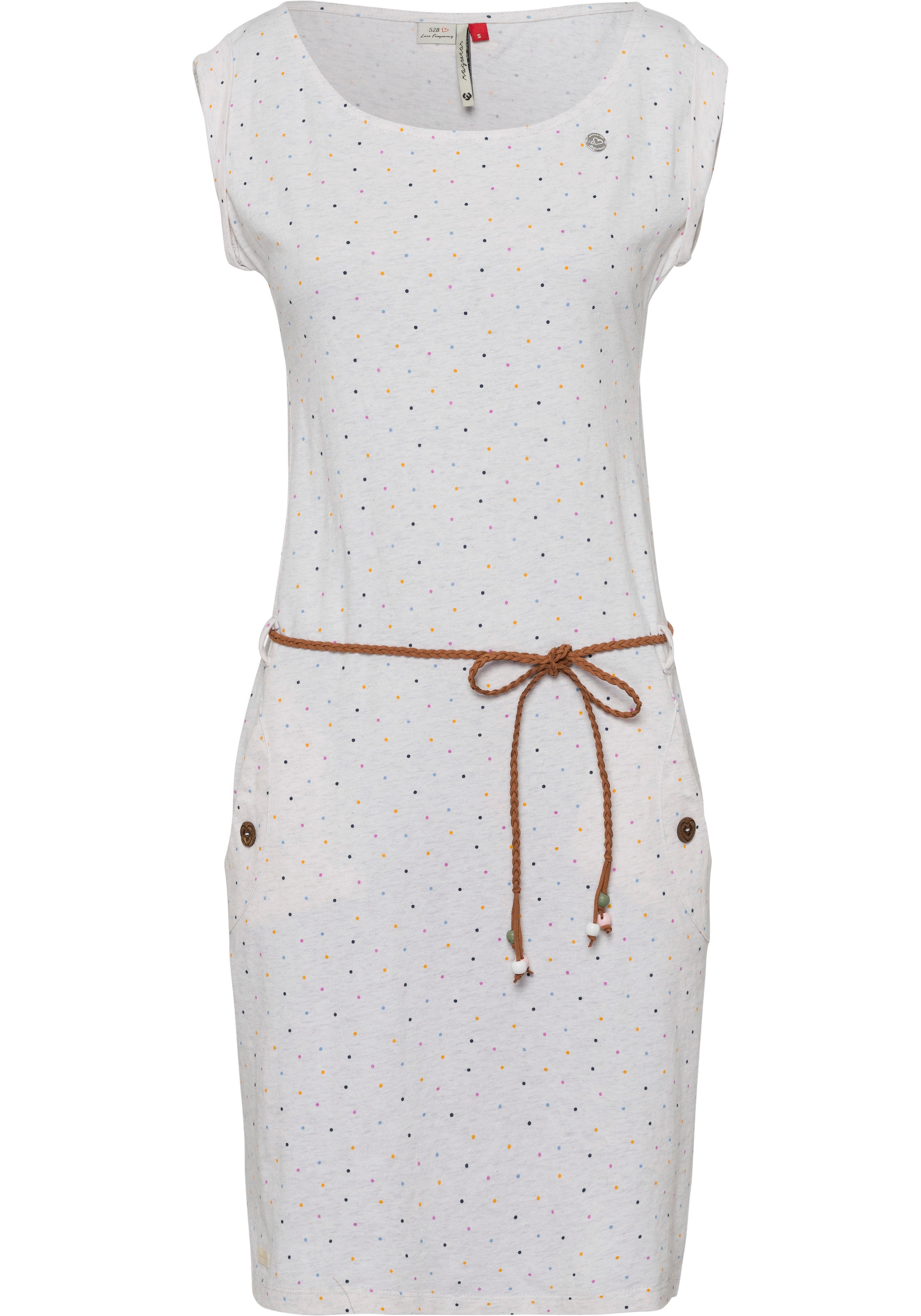 Ragwear Jerseykleid »TAGG DOTS«, Multi-Color-Punkte-Muster im online Bindegürtel), OTTO kaufen (2 bei mit tlg
