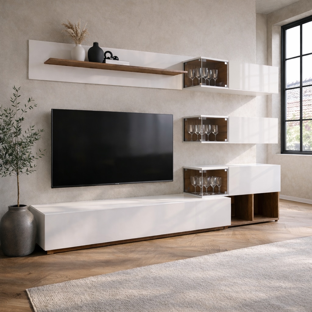 OTTO home Wohnzimmer-Set »Lego Anbauwand, Wohnkombination, Wohnzimmer-Set« 4 Stk. tlg.