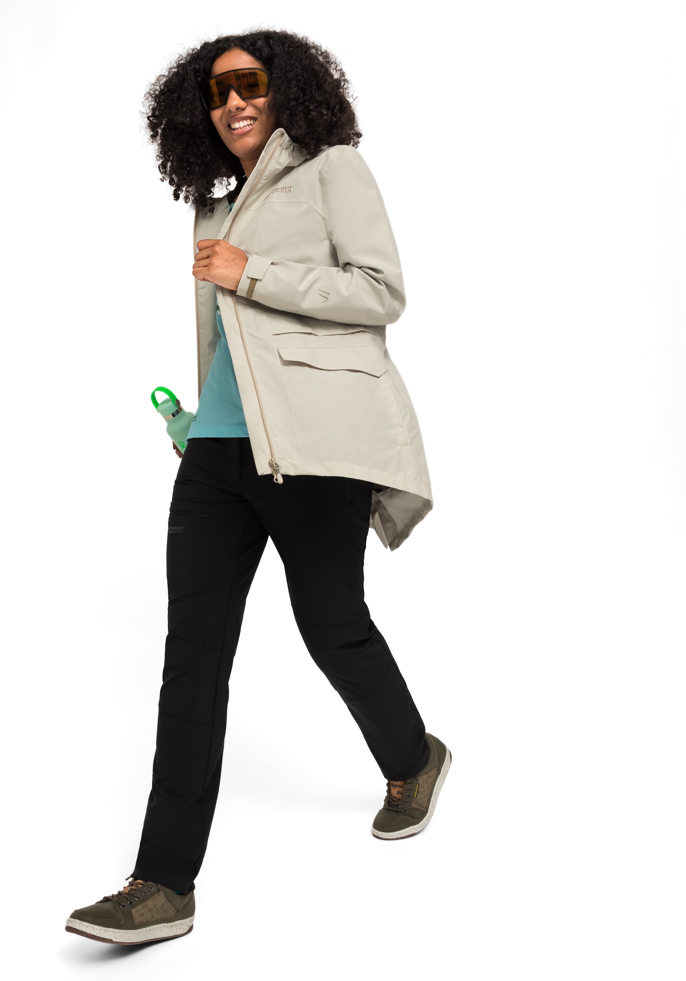 Maier Sports Outdoorjacke »Echaz Coat W«, lange Damen Wanderjacke mit Kapuze, wasserdichter Mantel