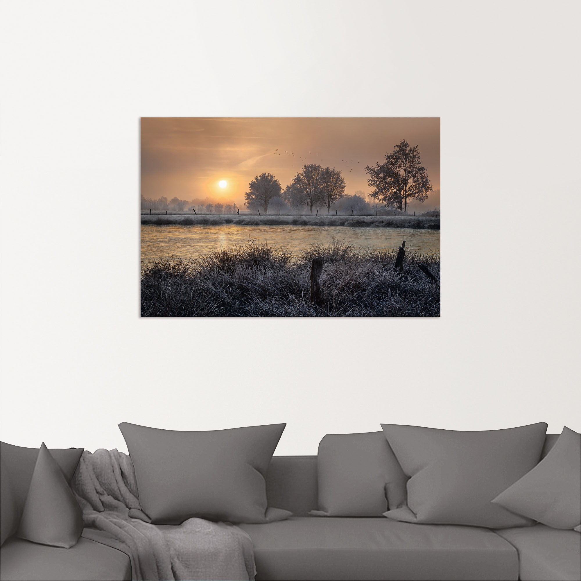 Artland Wandbild »Ein Wintertag beginnt«, Bilder vom Sonnenuntergang & -aufgang, (1 St.), als Alubild, Outdoorbild, Leinwandbild, Wandaufkleber, versch. Größen