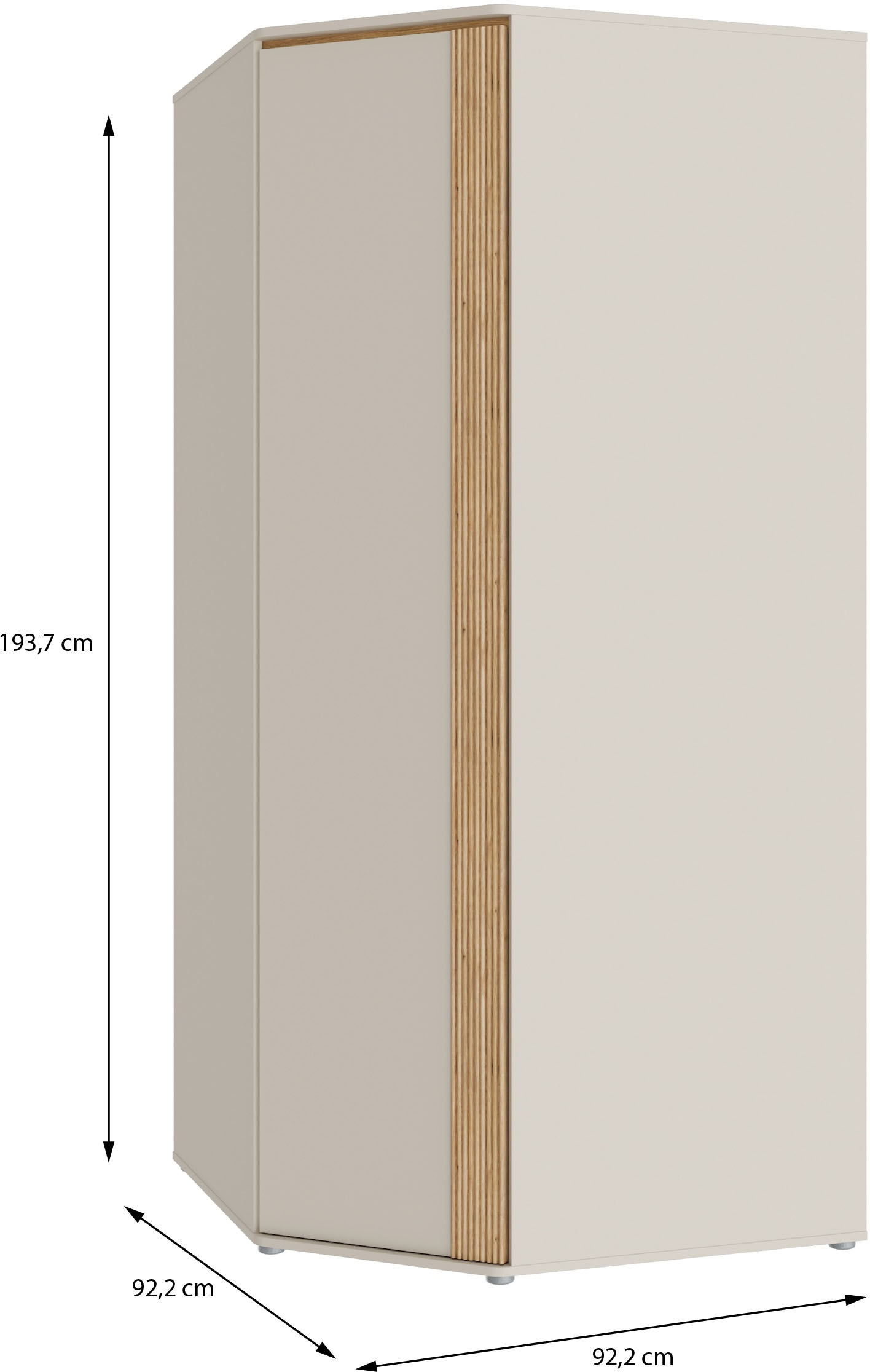FORTE Eckkleiderschrank, B/H/T 92,2/193,7/92,2 cm