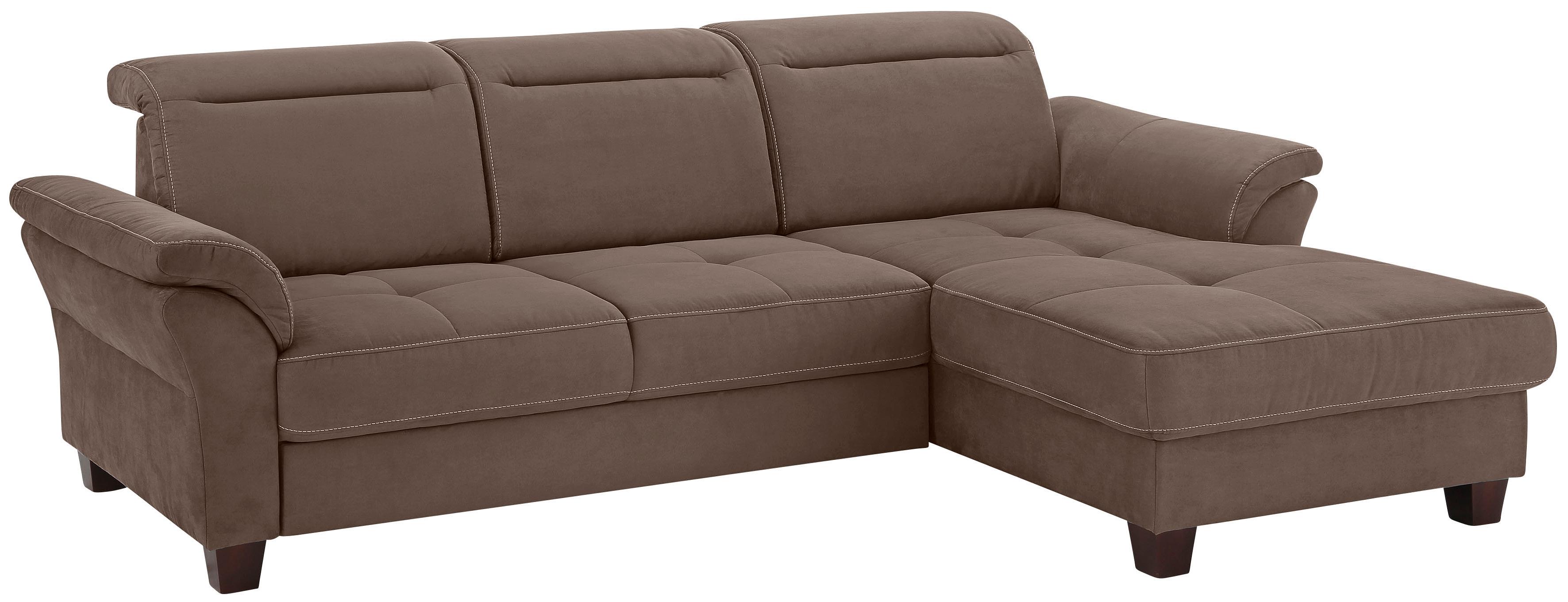 Home Affaire Ecksofa »Solvei L-Form« mit Recamierenabschluß und Sitztiefenverstellung in braun, Größe B/H/T: 255 cm x 104 cm x 185 cm