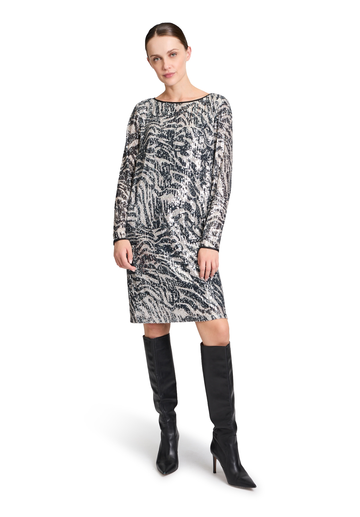Betty&Co Paillettenkleid »Pailletten-Kleid mit U-Boot-Ausschnitt«