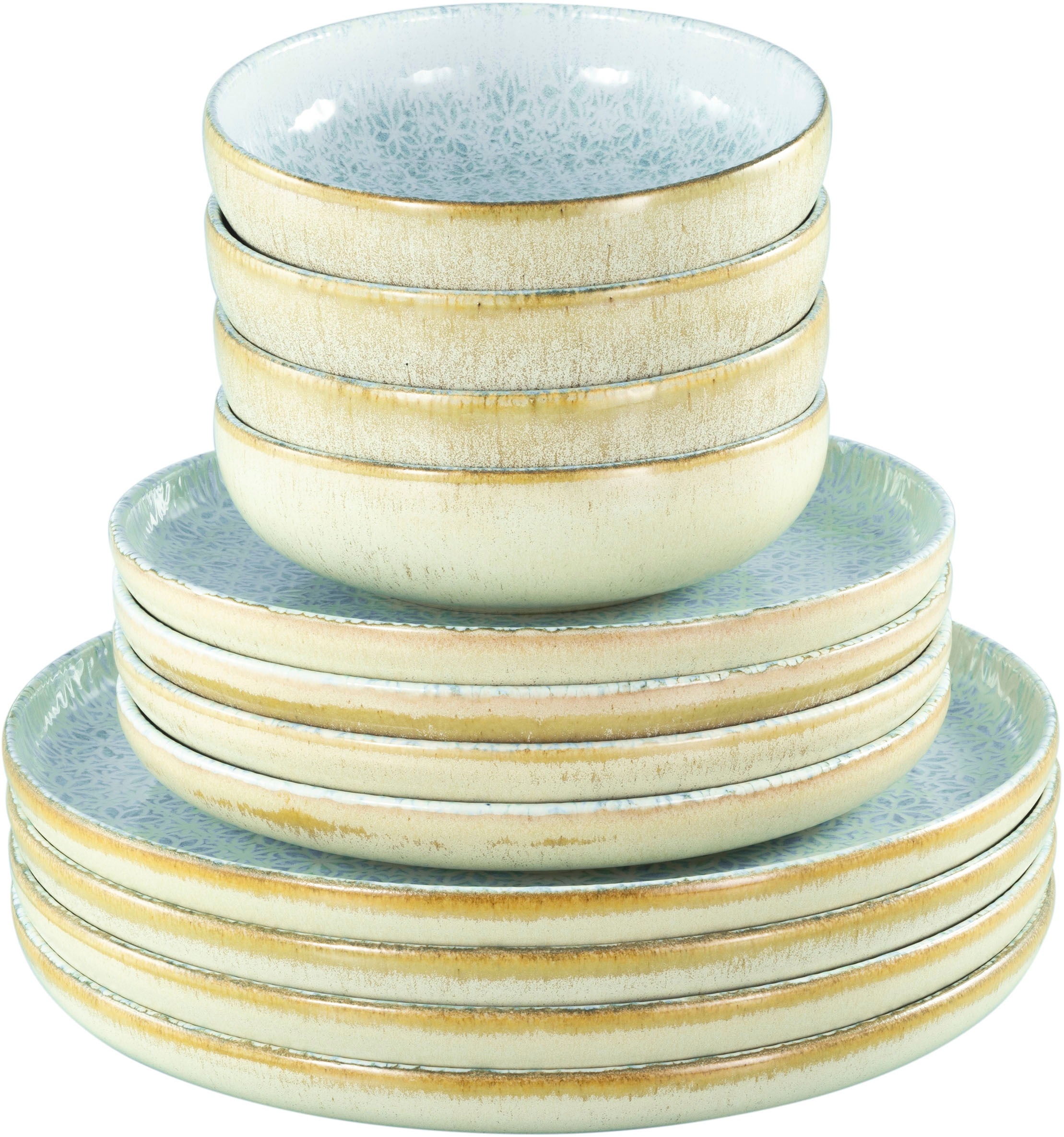 CreaTable Teller-Set »Uno Emiliana, Teller Set 12-tlg« Shabby Look, Vintage Style