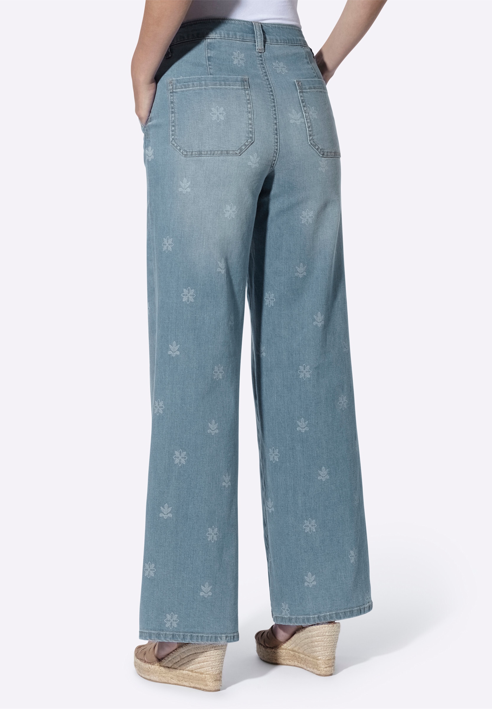heine Bequeme Jeans »Jeans Jeans mit Laser-Blumendruck«