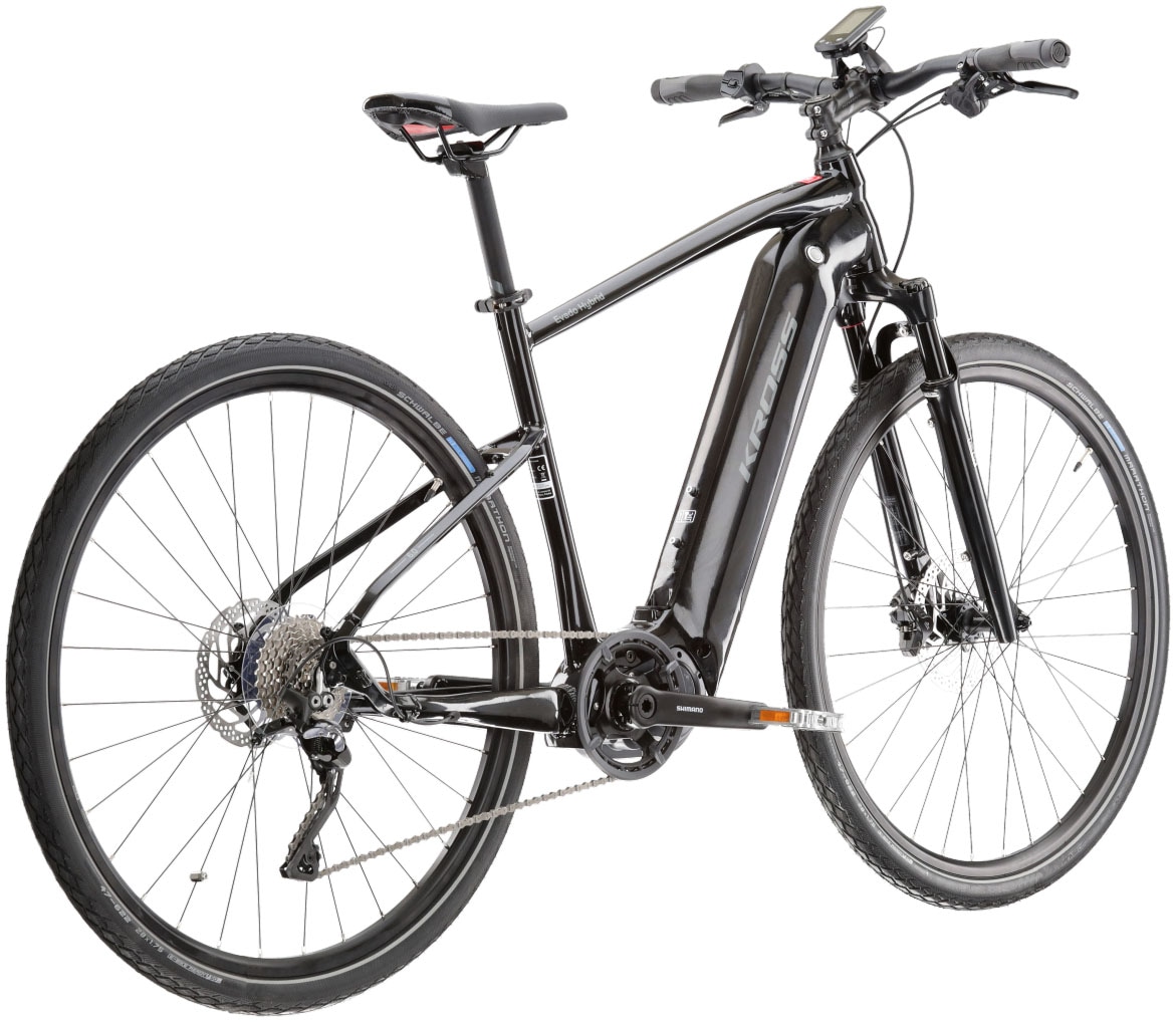Kross E-Bike »E-Crossrad Evado Hybrid 6.0 28 Zoll schwarz«, 10 Gang, Shimano, DEORE XT T8000, Mittelmotor 250 W, Pedelec, Elektrofahrrad für Damen und Herren