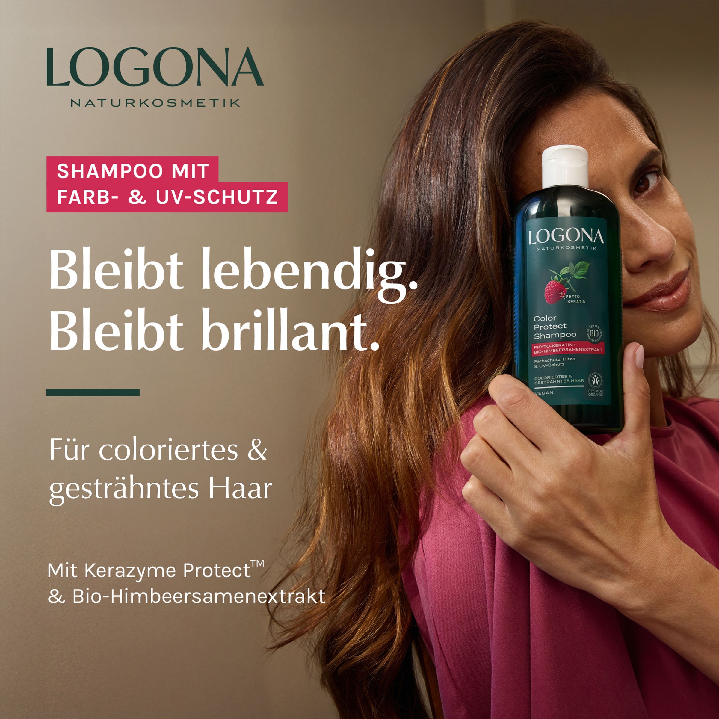 LOGONA Haarshampoo »COLOR PROTECT SHAMPOO« für coloriertes, gesträhntes und naturbelassenes Haar, gegen Frizz