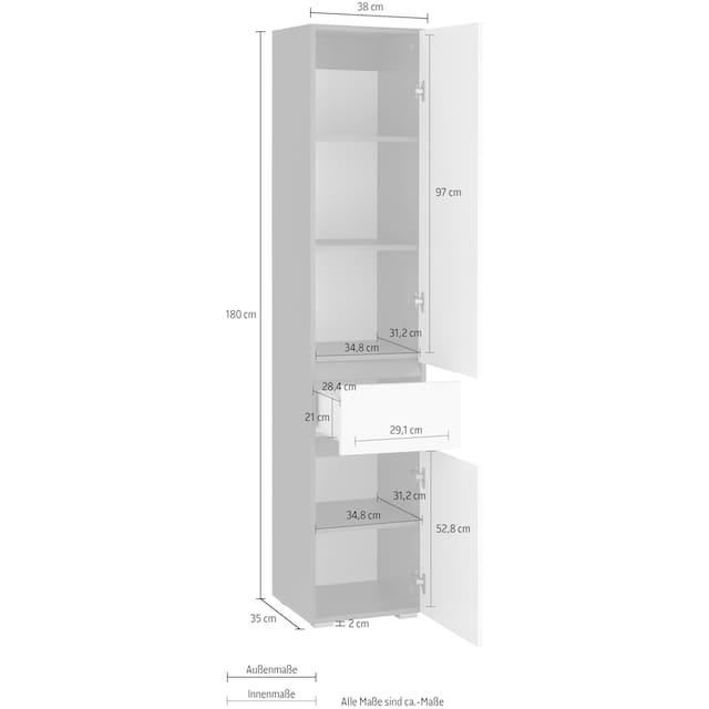 Home affaire Hochschrank »Wisla«, Höhe 180 cm, mit Türen & Schubkasten  kaufen bei OTTO