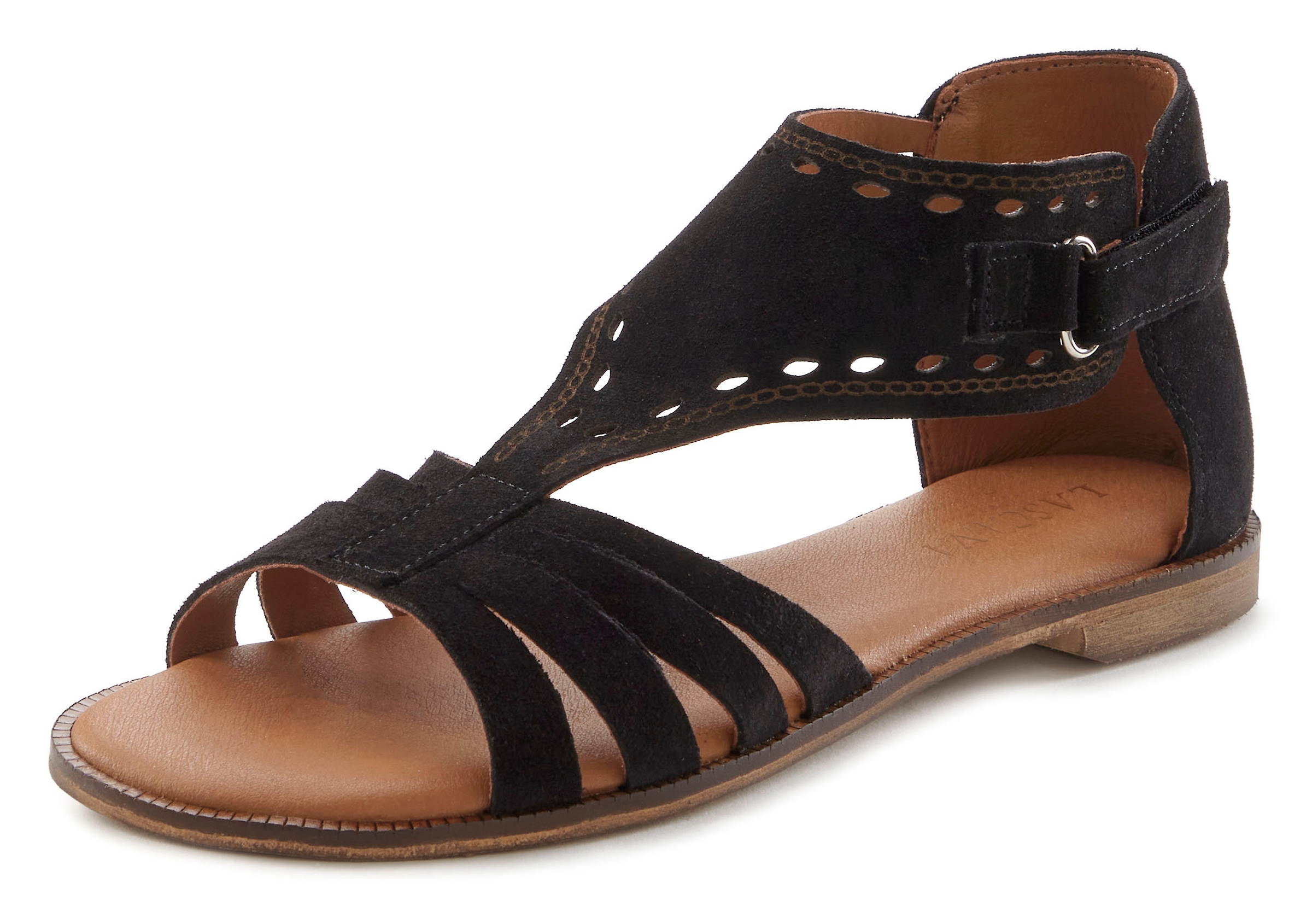 LASCANA Sandale, Sandalette, Sommerschuh aus hochwertigem Leder mit kleinen Cut-Outs