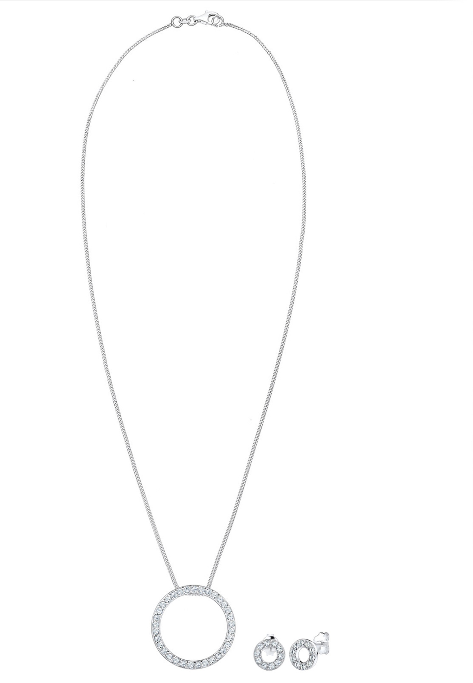 Elli Ohrring und Ketten Set »Schmuckset Set Kreis Weiß 925 Sterling Silber, mit Kristallen von Swarovski®«