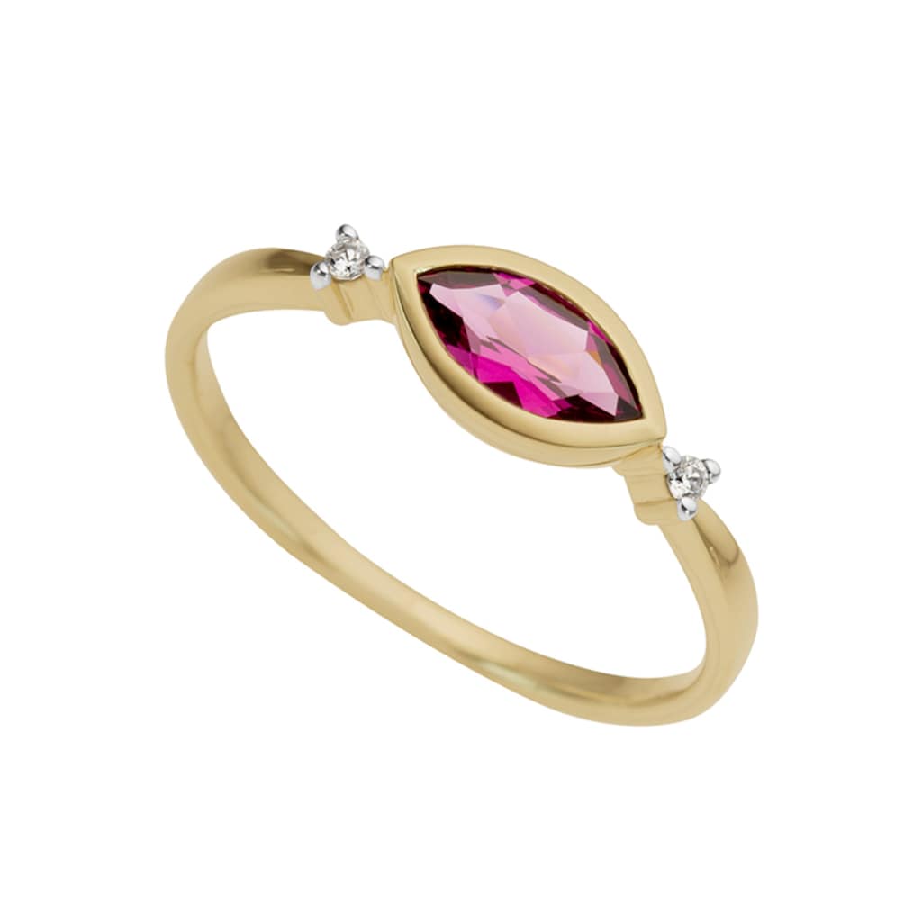 Firetti Goldring »Schmuck Geschenk Gold 333 Damenring Goldring Edelstein Farbstein«, mit Rhodolith - mit Brillanten