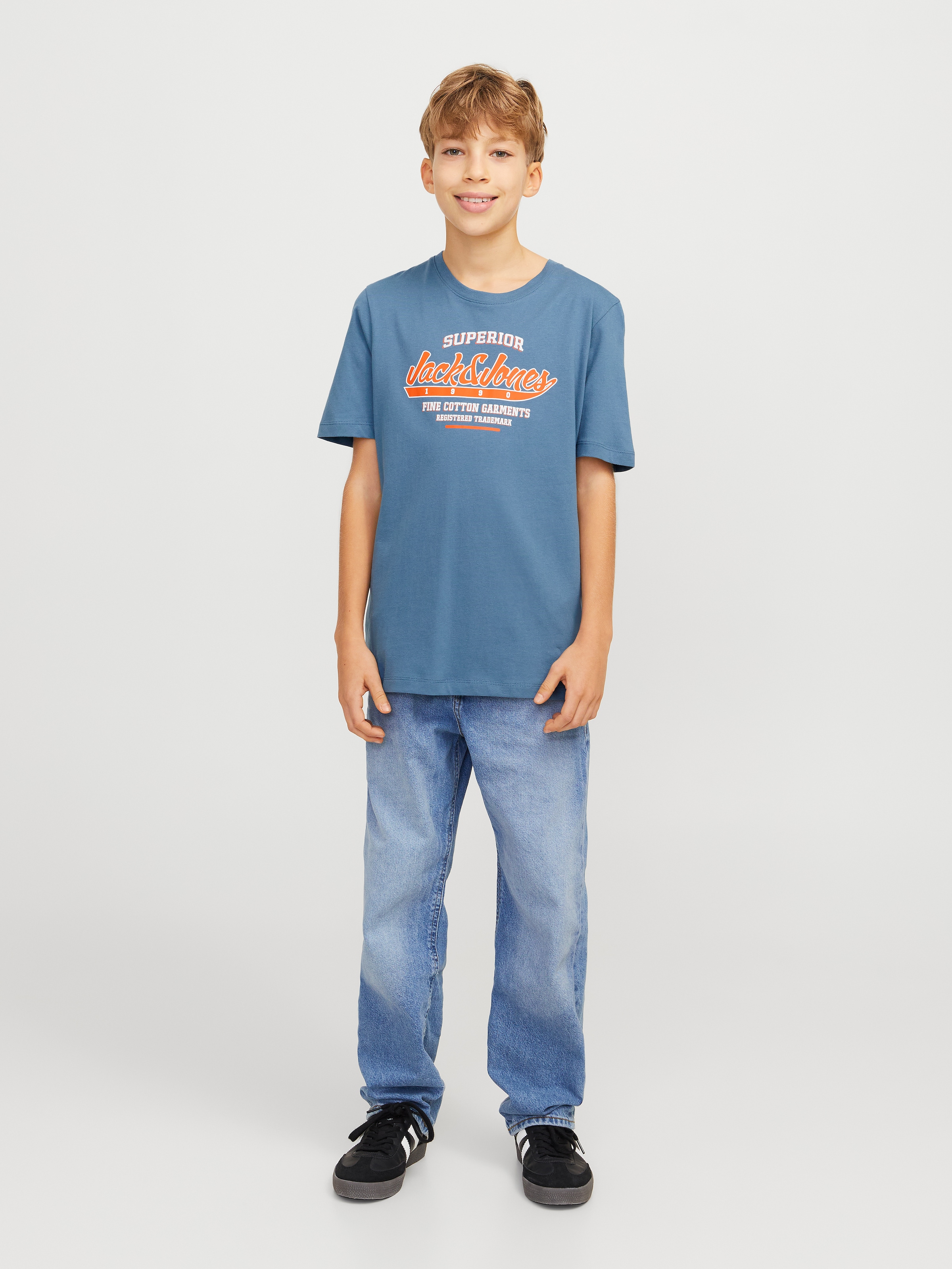 Jack & Jones Junior Rundhalsshirt »JJELOGO TEE SS O-NECK 2 COL S NOOS JNR«
