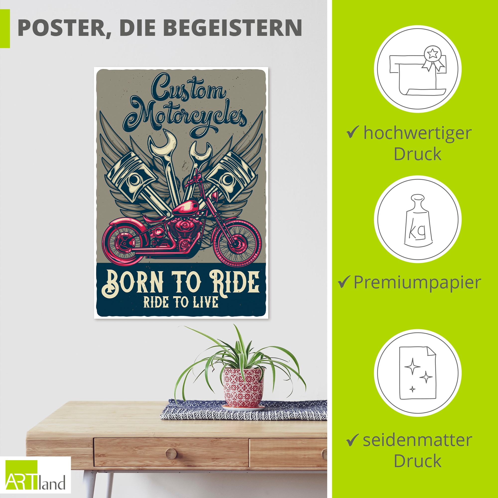 Artland Wandbild »Born to ride« 1 Stk. tlg. als Alubild, Leinwandbild, Poster, Wandaufkleber in verschied. Größen