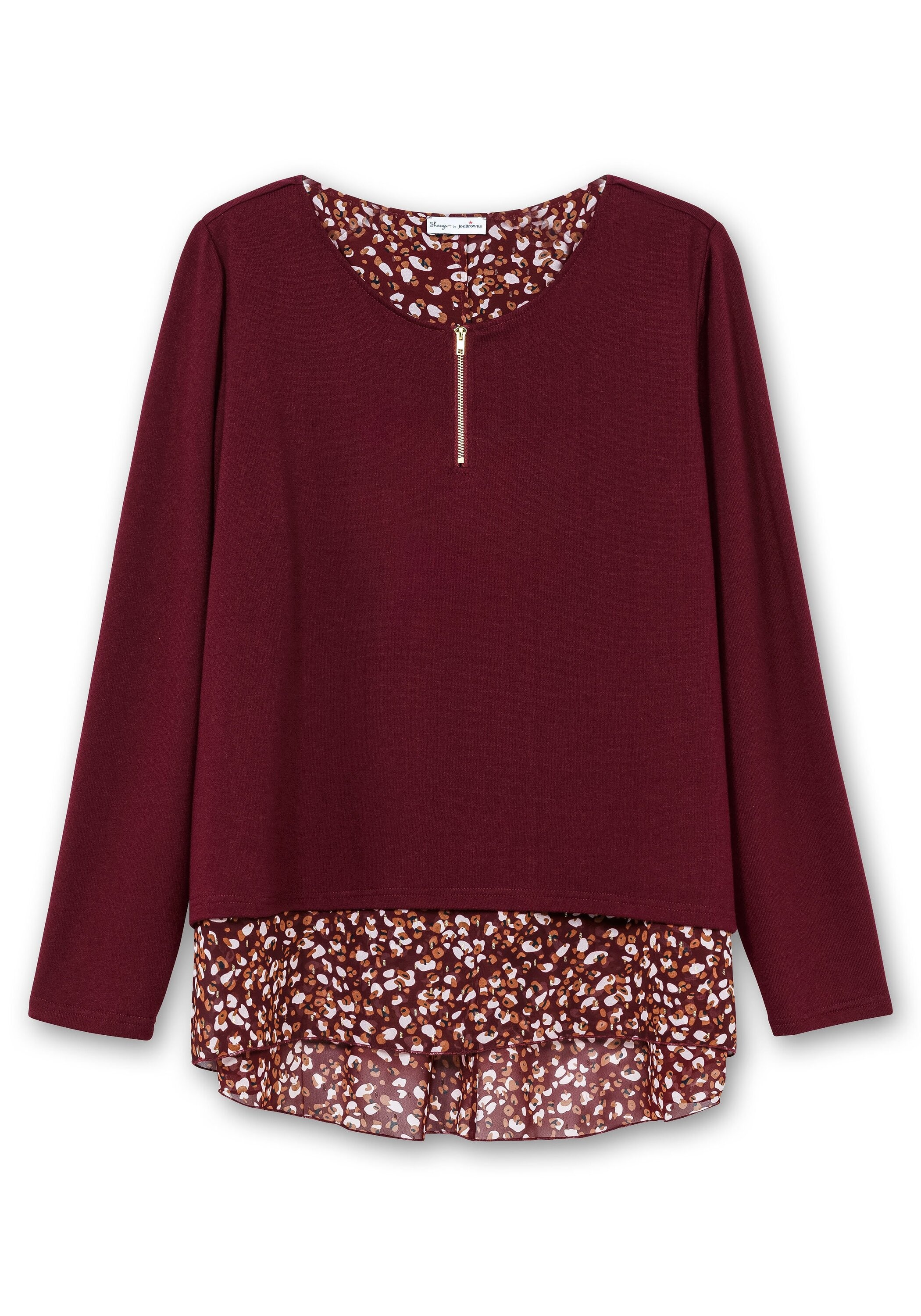 Sheego Langarmshirt »Longshirt aus Feinstrick, mit Chiffonfutter«