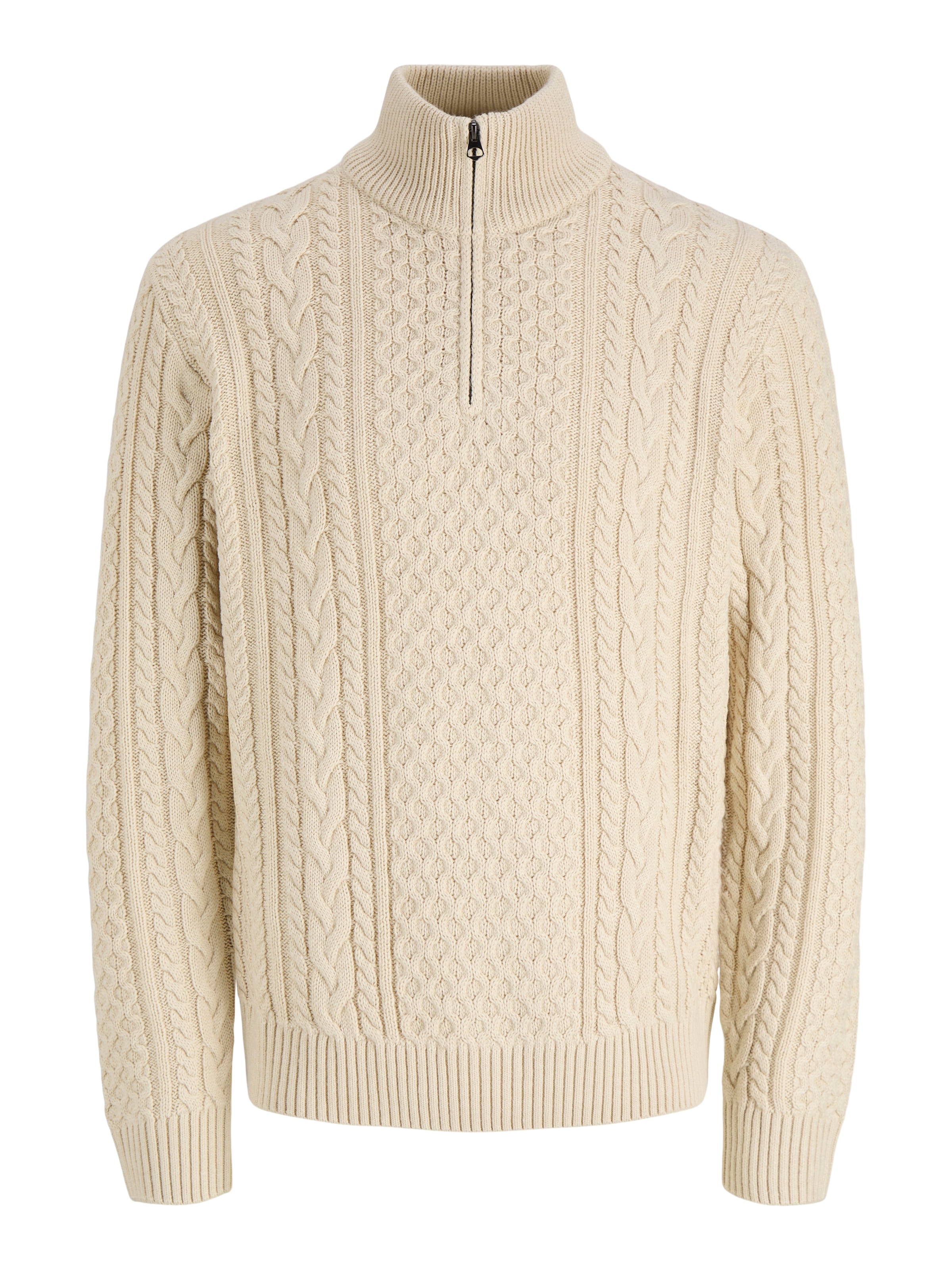 Jack & Jones Strickpullover »JPRBLUCALLUM CABLE KNIT HALF ZIP« Materialmix, regular fit