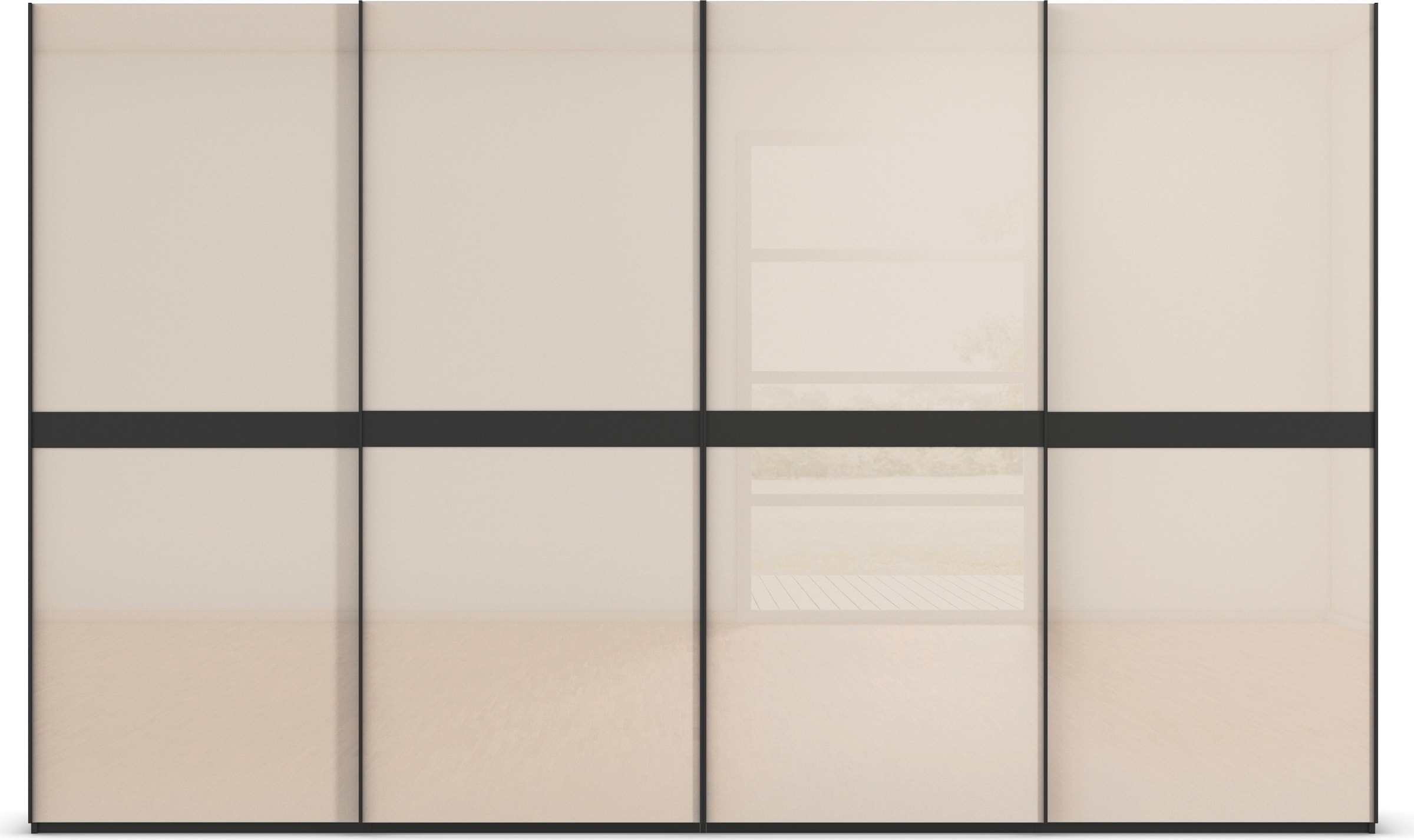 rauch Schwebetürenschrank »Kleiderschrank Schrank Garderobe Schlafzimmerschrank SCALE-LINE«, edle Optik mit Bauchbinde in Korpusfarbe mit Glasfront MADE IN GERMANY
