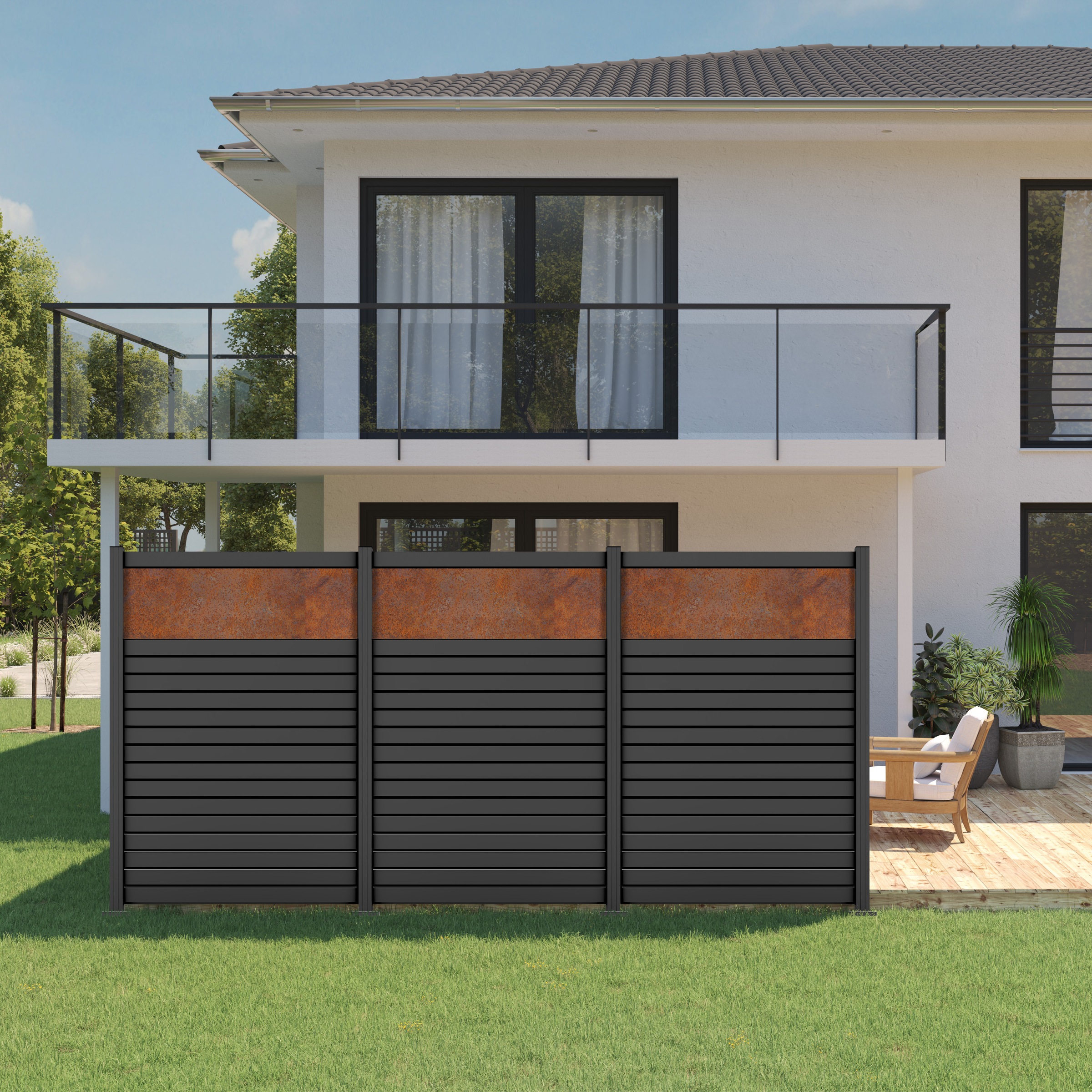 STAKET PRO Gartenzaun »Komplettzaun »Rhombus Mini« Breite 1200 mm + Cortenstahl« Zaunhöhe 180 cm, Zaunlänge 2,484 - 3,726 m