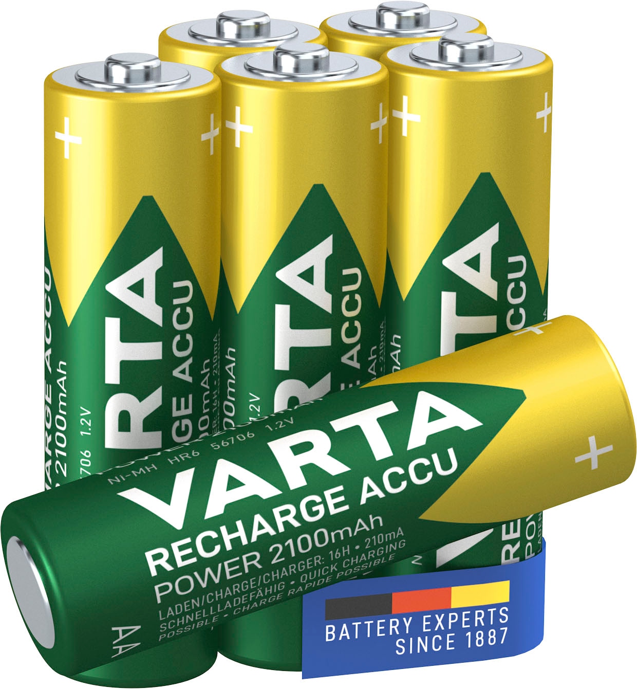 VARTA Akkupacks »Recharge Accu Recycled AA 2100 mAh«, Mignon, AA, 2100 mAh