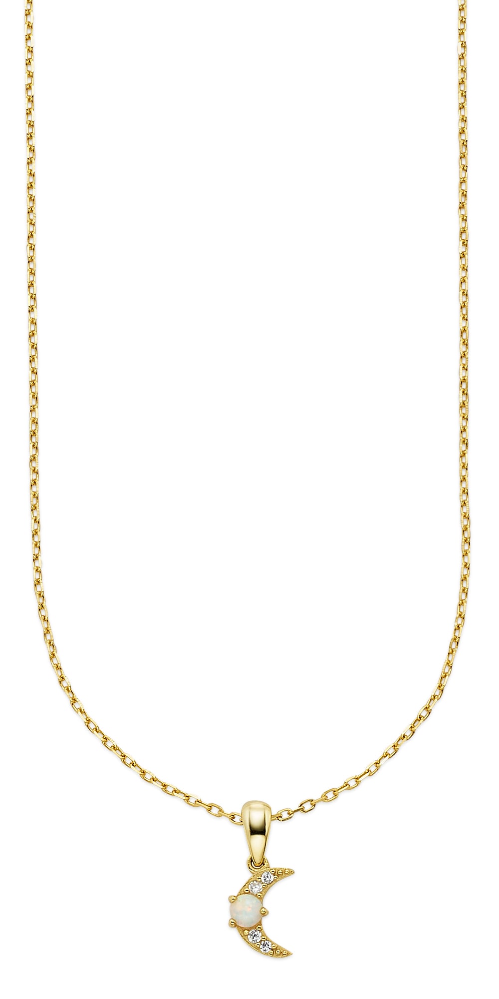Firetti Kette mit Anhänger »Schmuck, Geschenk, Kette gelbgoldfarben vergoldet mit Anhänger Mond« mit Zirkonia (synth.), Opal (synth.)