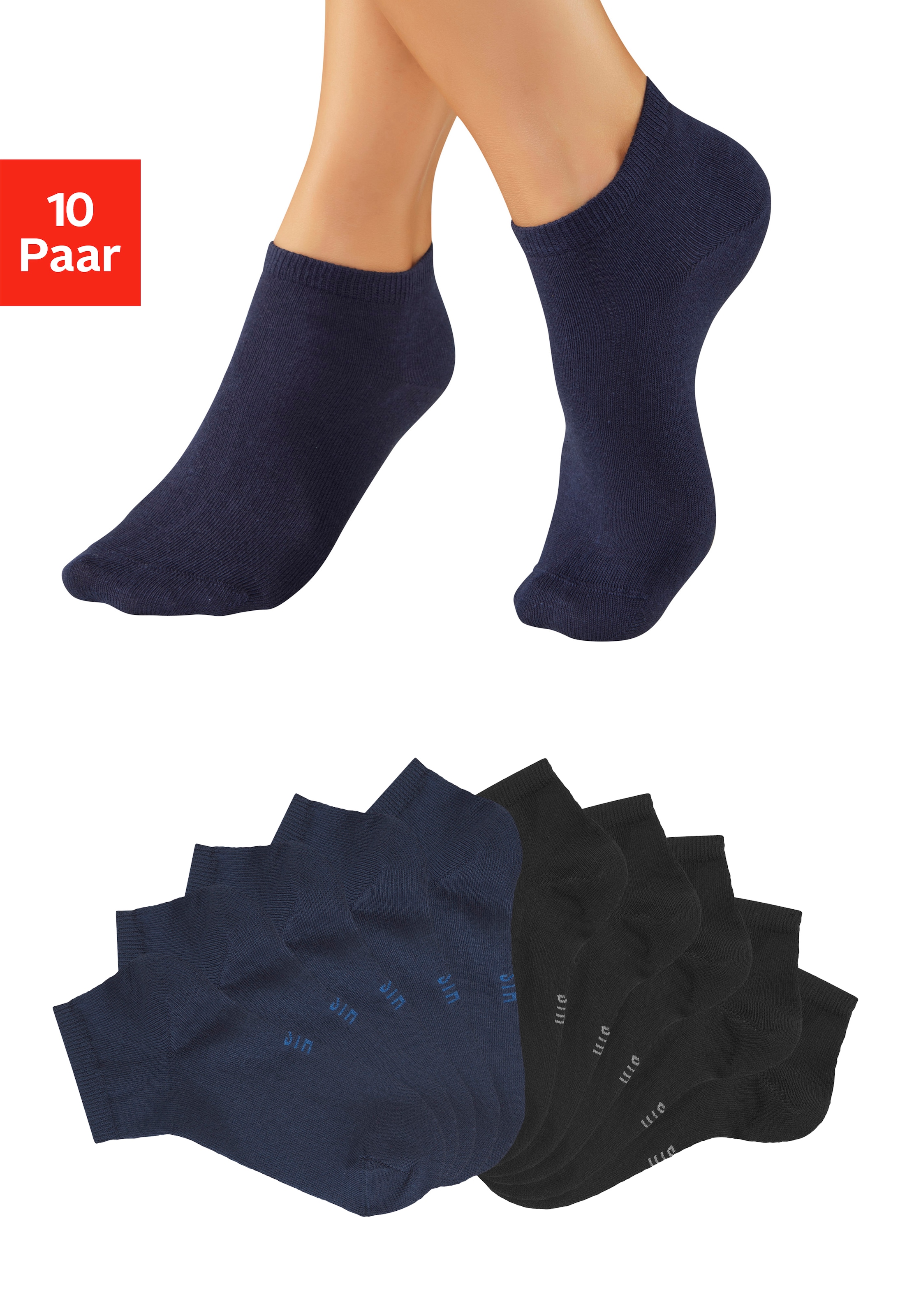 H.I.S Kurzsocken Packung, 10 Paar tlg. mit verstärkter Ferse und Spitze