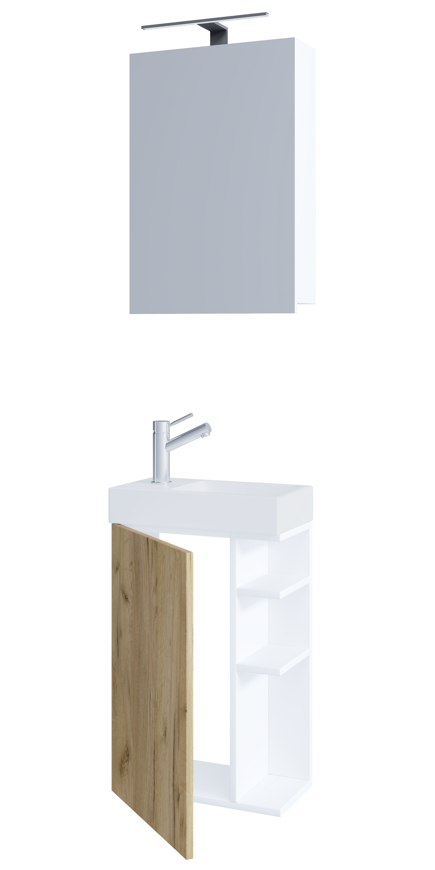 VCM Waschbeckenunterschrank »VCM 3-tlg Set | Waschplatz für Gäste WC | Gästebad | Waschtisch mit Spiegelschrank | Badezimmer Set ¿ Lumia«, (3 St.)
