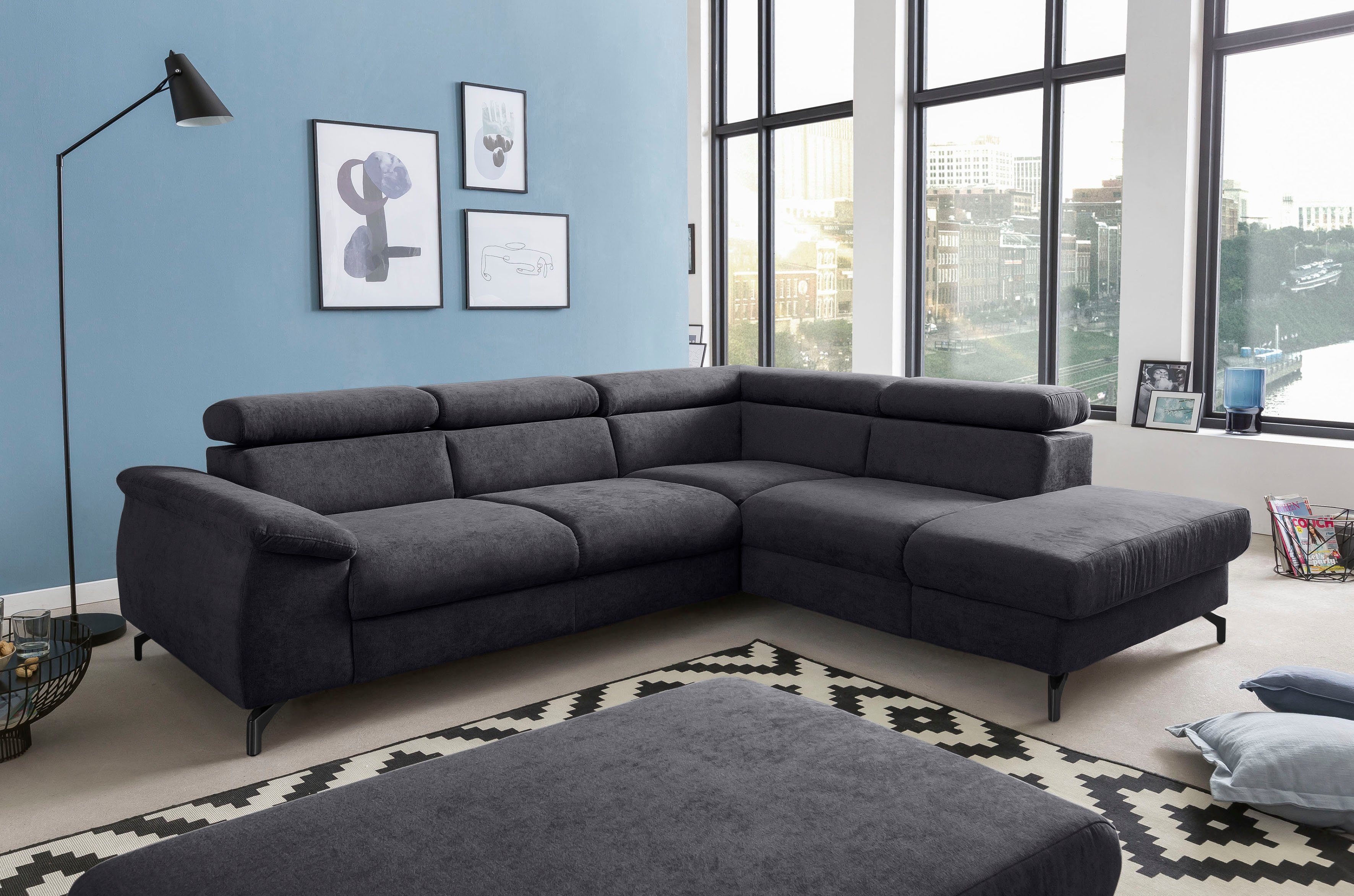 Polstergarnitur »Komaris I«, (Set), Set: bestehend aus Ecksofa und Hocker, frei im...