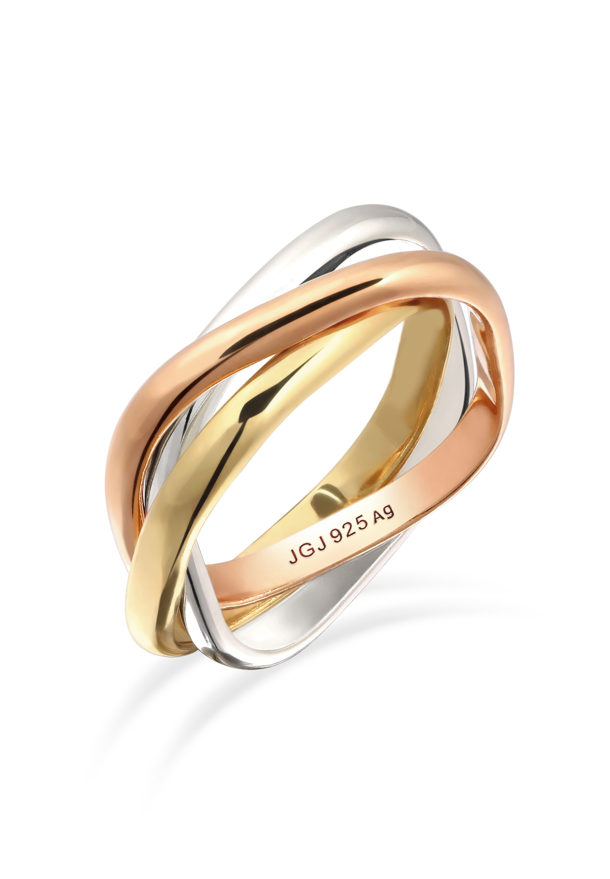 Elli Silberring »Ring Wickelring Tri-Color 925 Sterling Silber vergoldet«