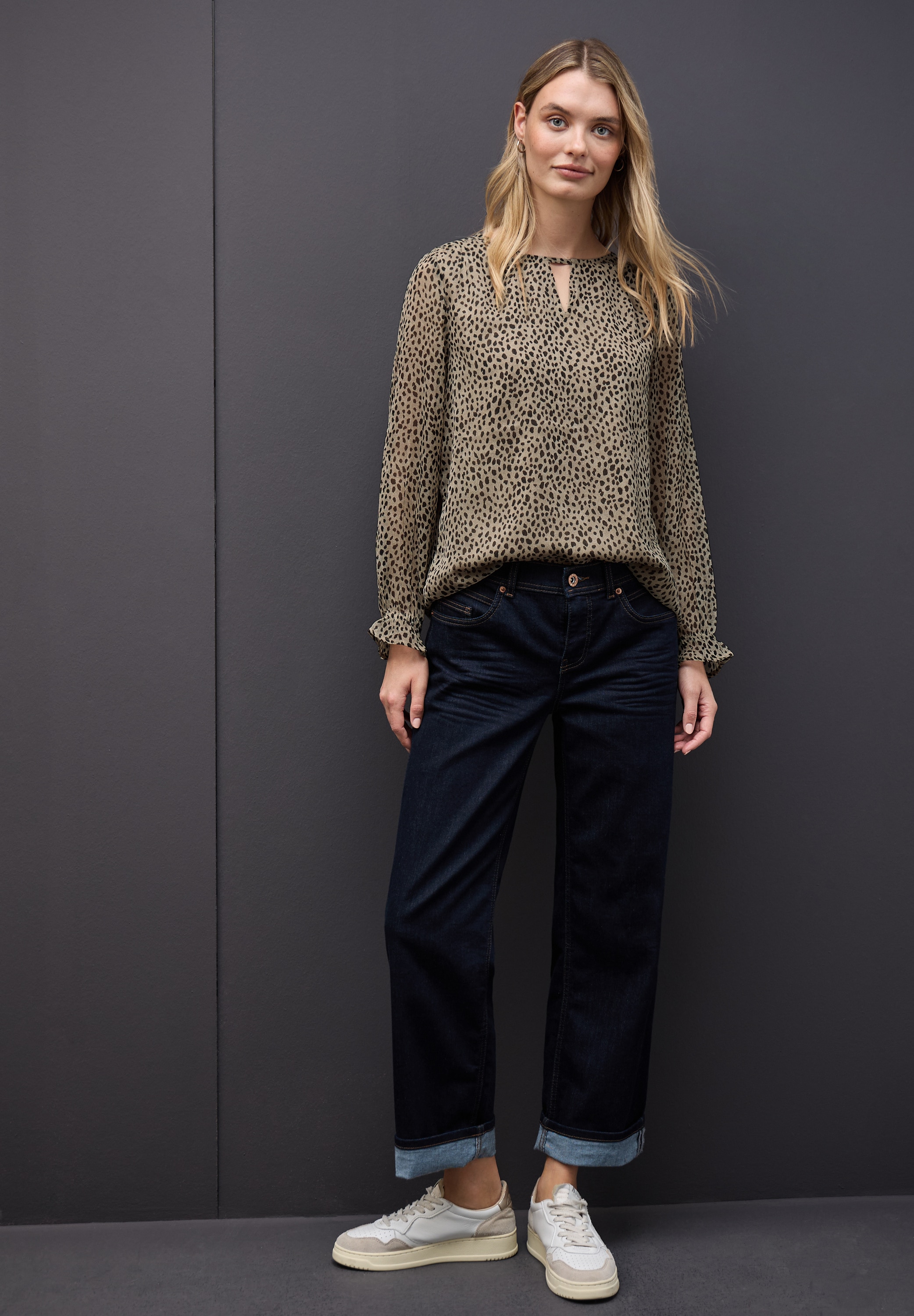 STREET ONE Langarmbluse mit Mesheinsatz