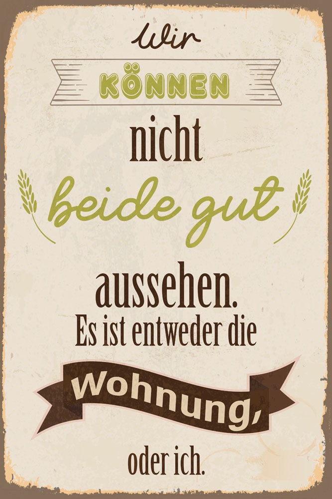 queence Metallbild »Looking good« Schriftzug | Schriftzüge 1 Stk. tlg. Stahlschilder