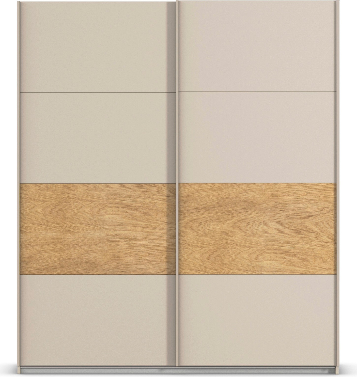 rauch Schwebetürenschrank »Kleiderschrank Schrank Garderobe Schlafzimmerschrank MALVA« Bauchbinde abgesetzt in gebürstetem Eiche Furnier MADE IN GERMANY