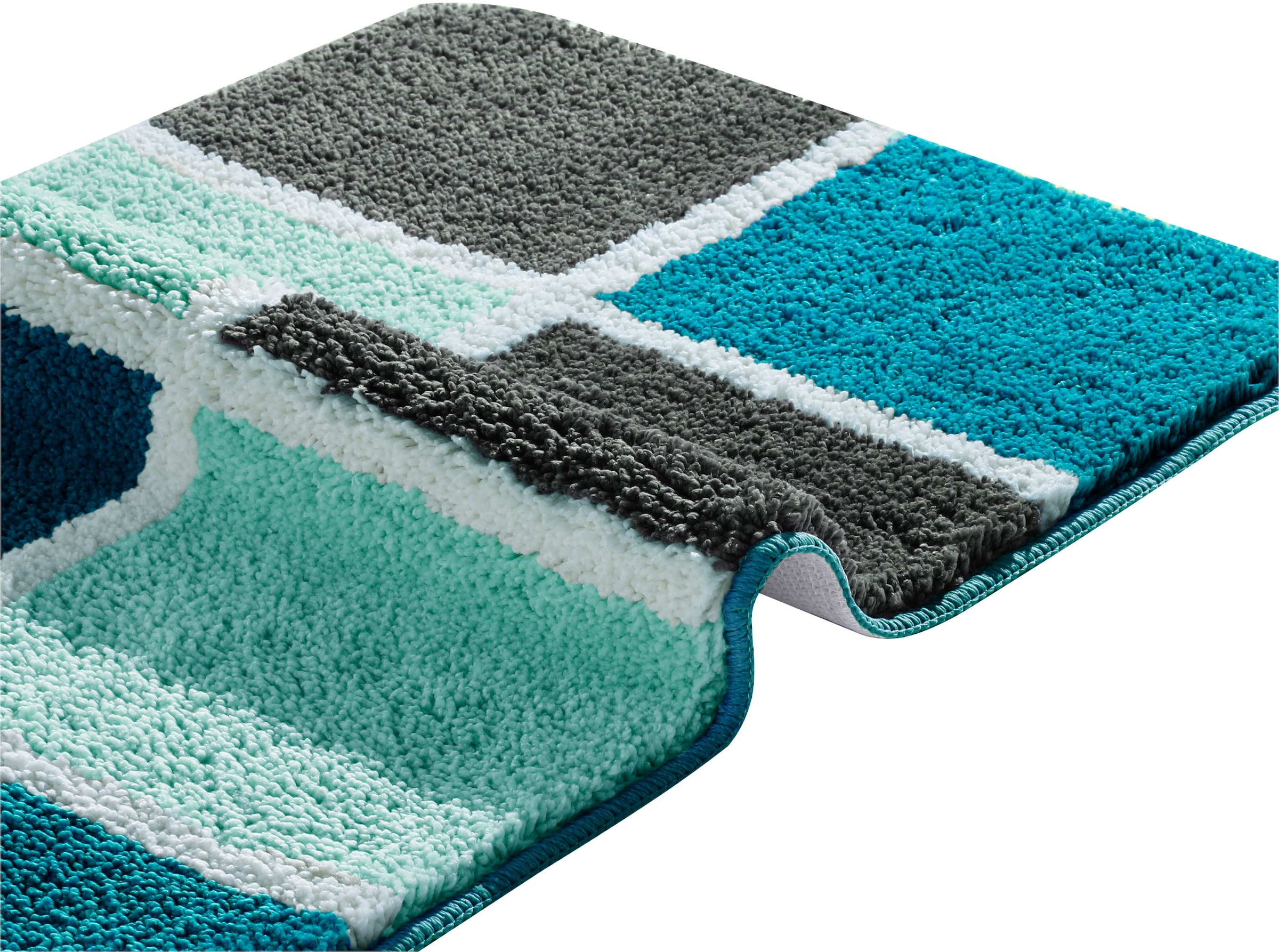 my home Badematte »Anna mit Kachelmuster, Badvorleger, Badezimmer Teppich, Duschvorleger« Höhe 20 mm rutschhemmend beschichtet strapazierfähig Badteppich, Hoch-Tief Effekt, Modern, Weich