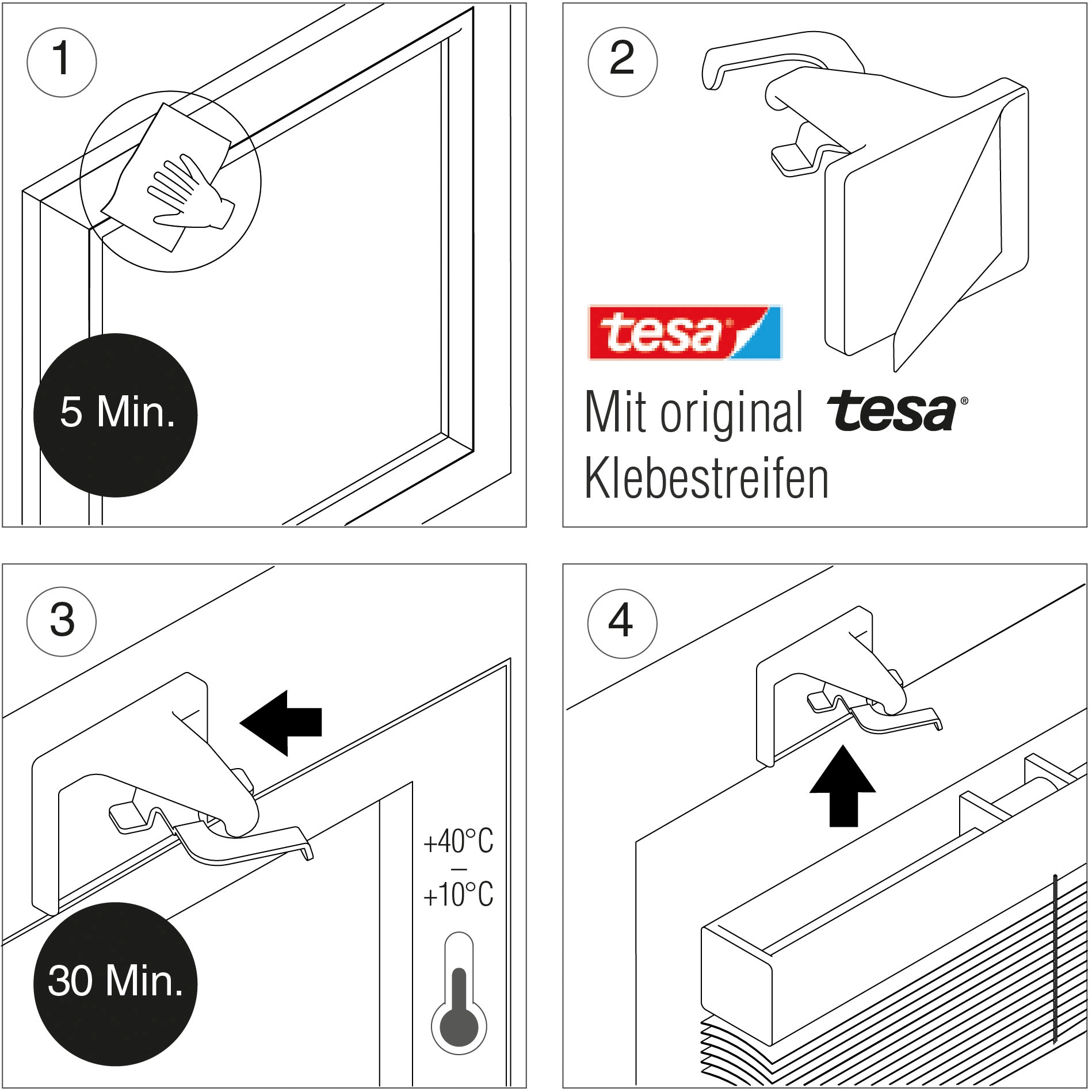 GARDINIA Sichtschutzbefestigung »Klebeträger-Set«, für Aluminium-Jalousien