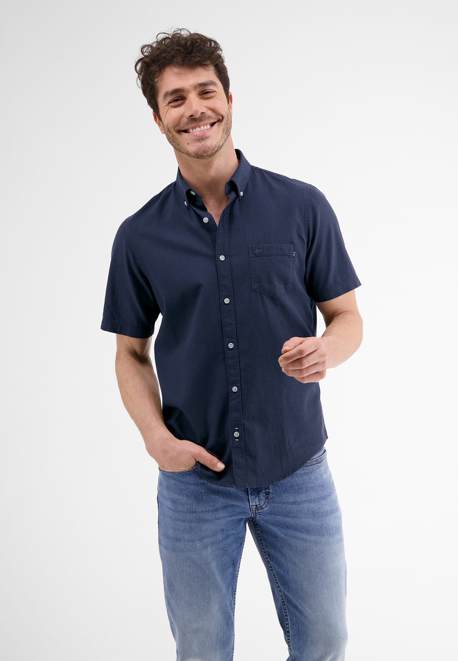bei LERROS kaufen Kurzarmhemd, »LERROS Kurzarmhemd online Baumwoll-Leinen-Mix« OTTO