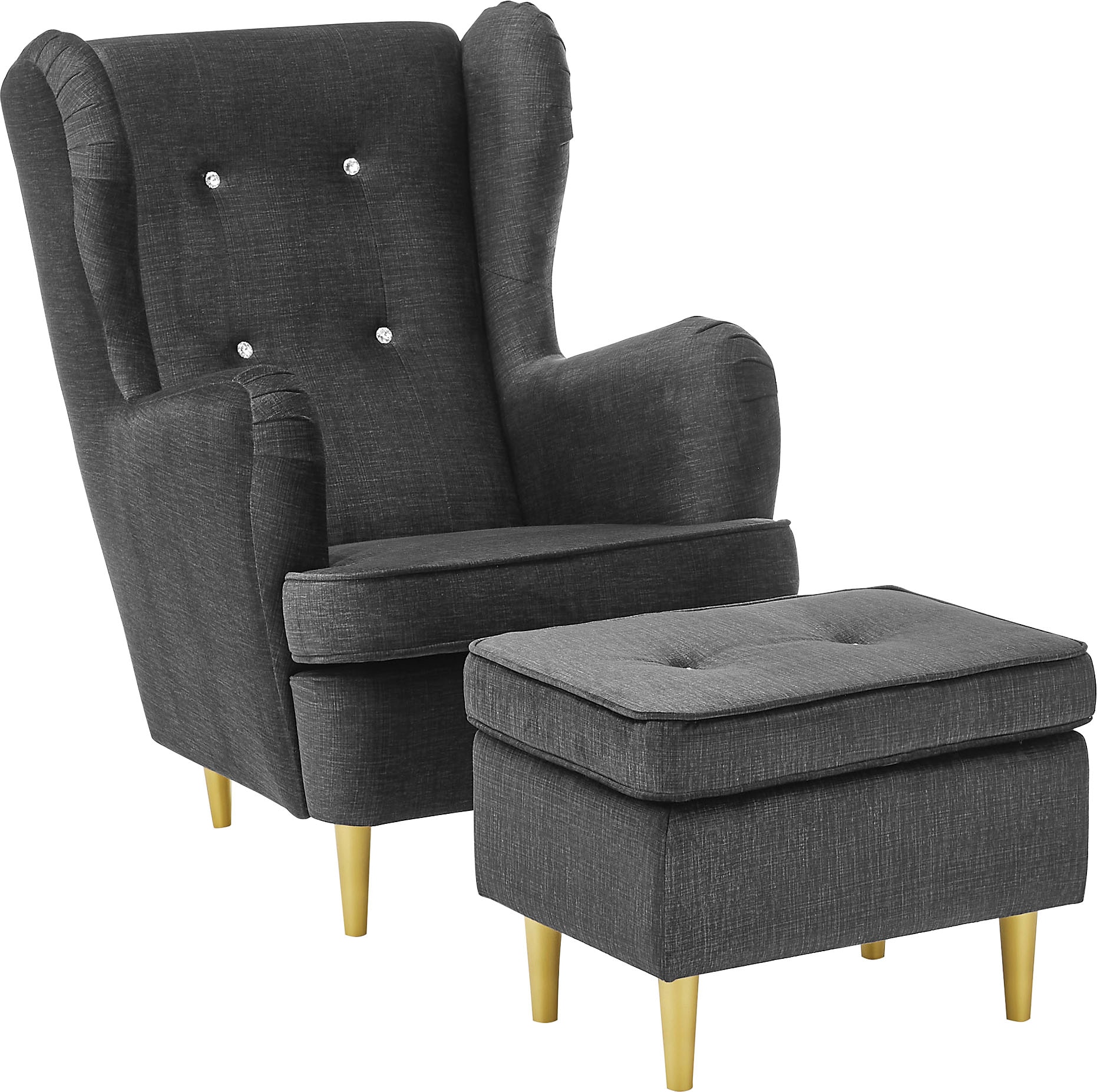 ED EXCITING DESIGN Ohrensessel »Tom«, mit Strasssteinen & goldenen Füßen